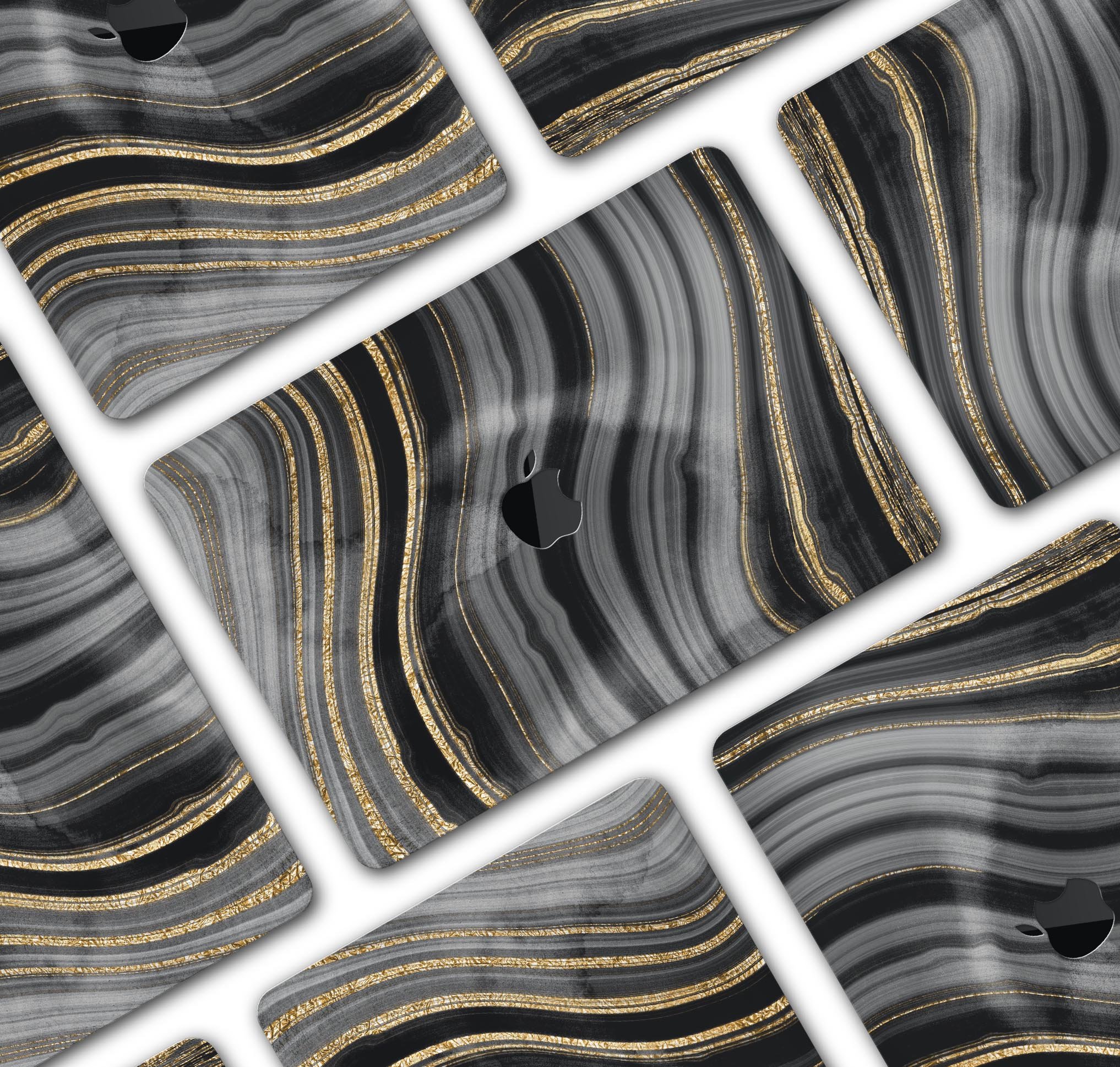 Vivid Agate Vein Slice Skin Decal Wrap Kit for MacBook, showcasing a colorful agate design with a glossy finish.