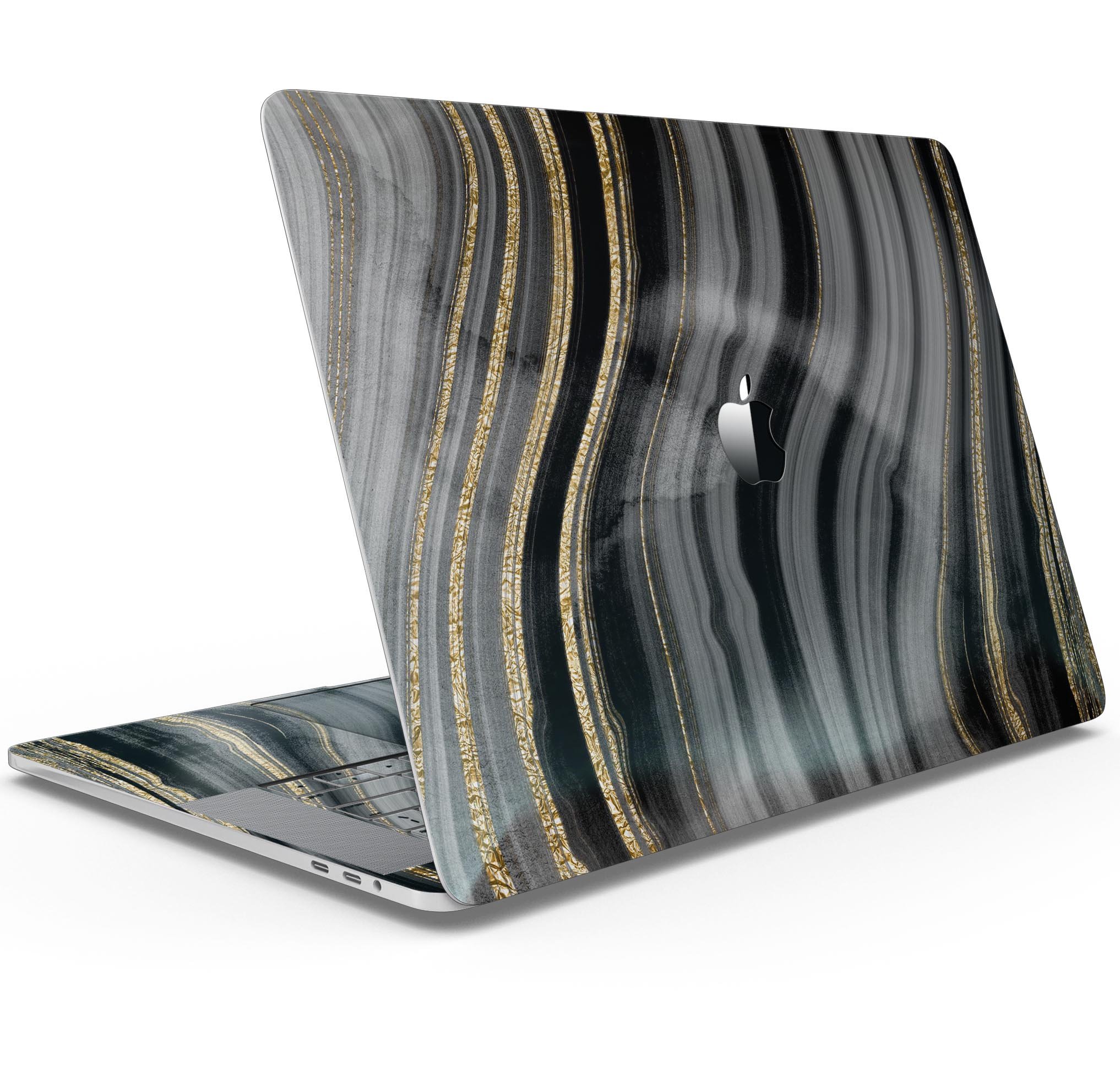 Vivid Agate Vein Slice Skin Decal Wrap Kit for MacBook, showcasing a colorful agate design with a glossy finish.