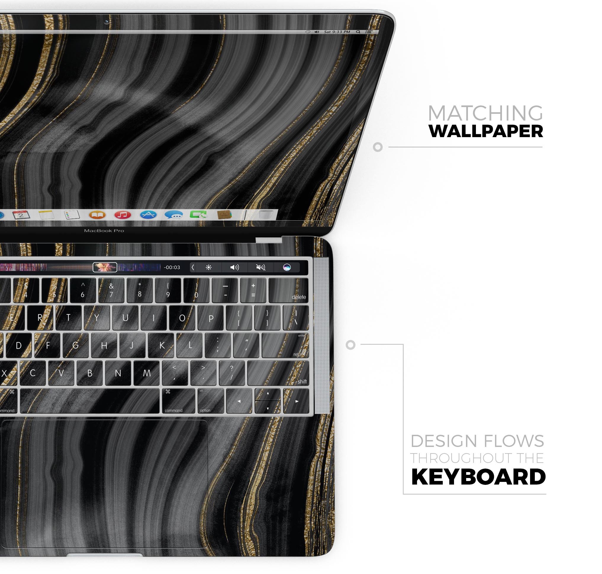 Vivid Agate Vein Slice Skin Decal Wrap Kit for MacBook, showcasing a colorful agate design with a glossy finish.