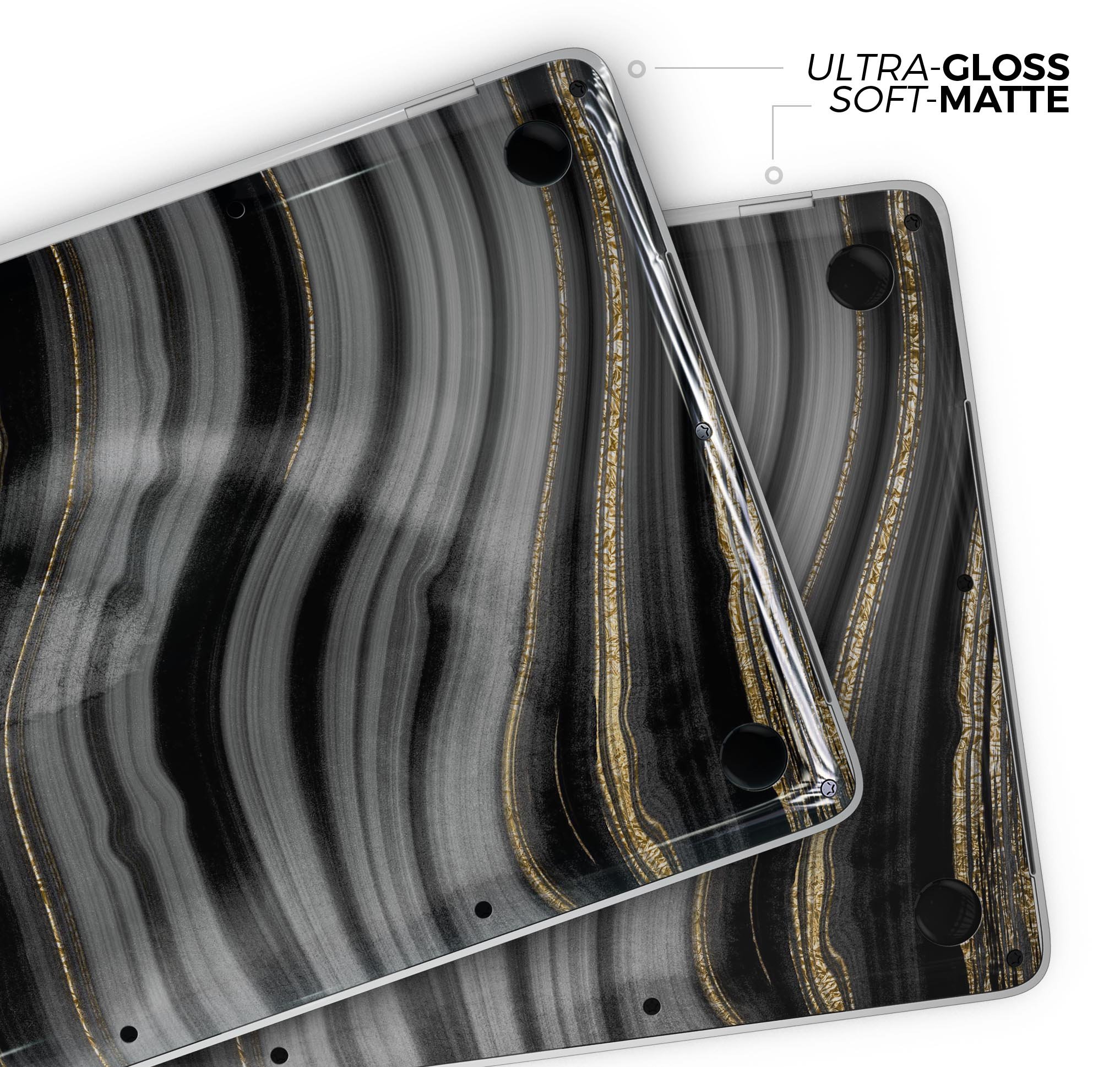 Vivid Agate Vein Slice Skin Decal Wrap Kit for MacBook, showcasing a colorful agate design with a glossy finish.