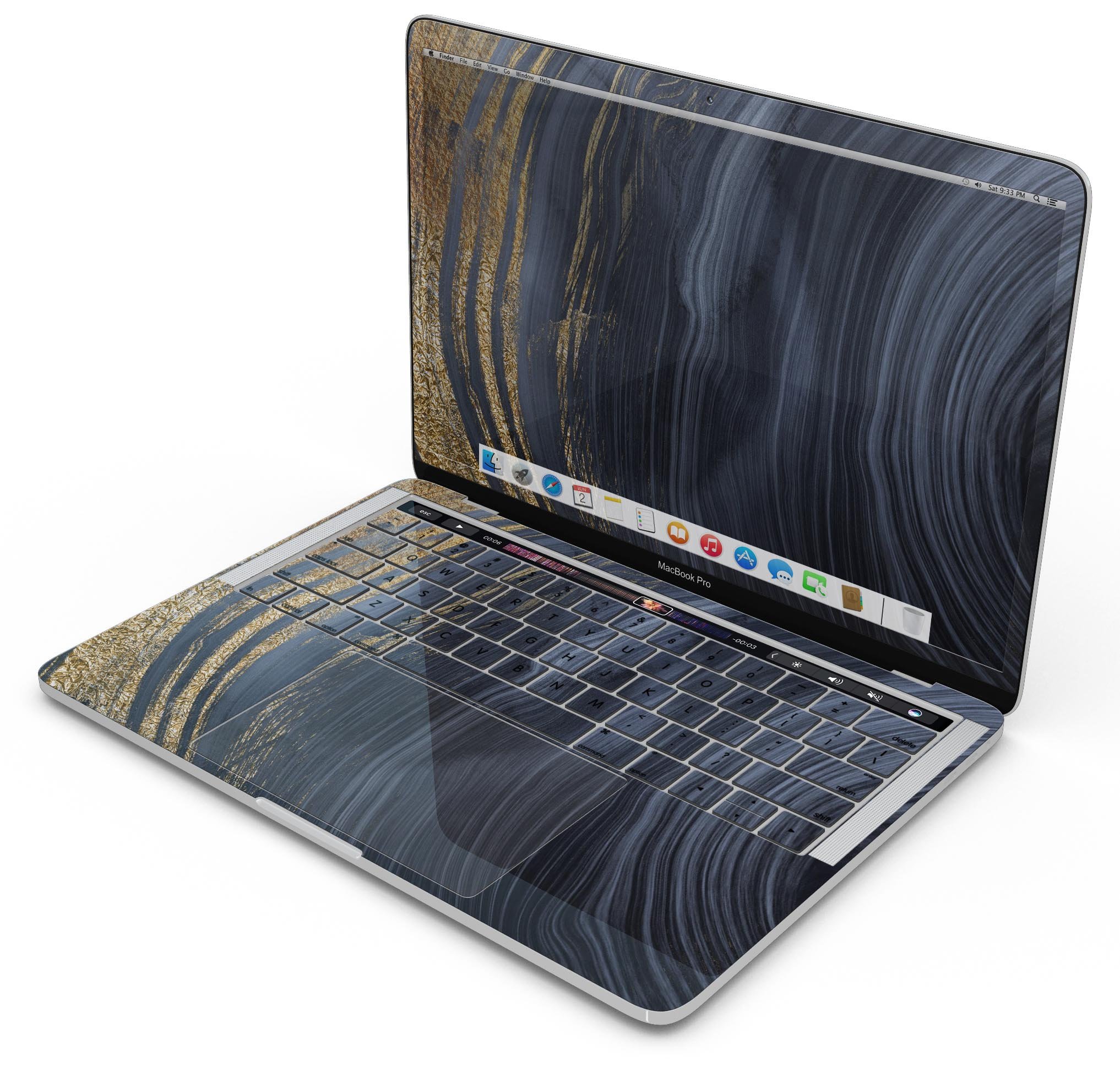 Vivid Agate Vein Slice Skin Decal Wrap Kit for MacBook, showcasing a colorful and intricate design with a glossy finish.