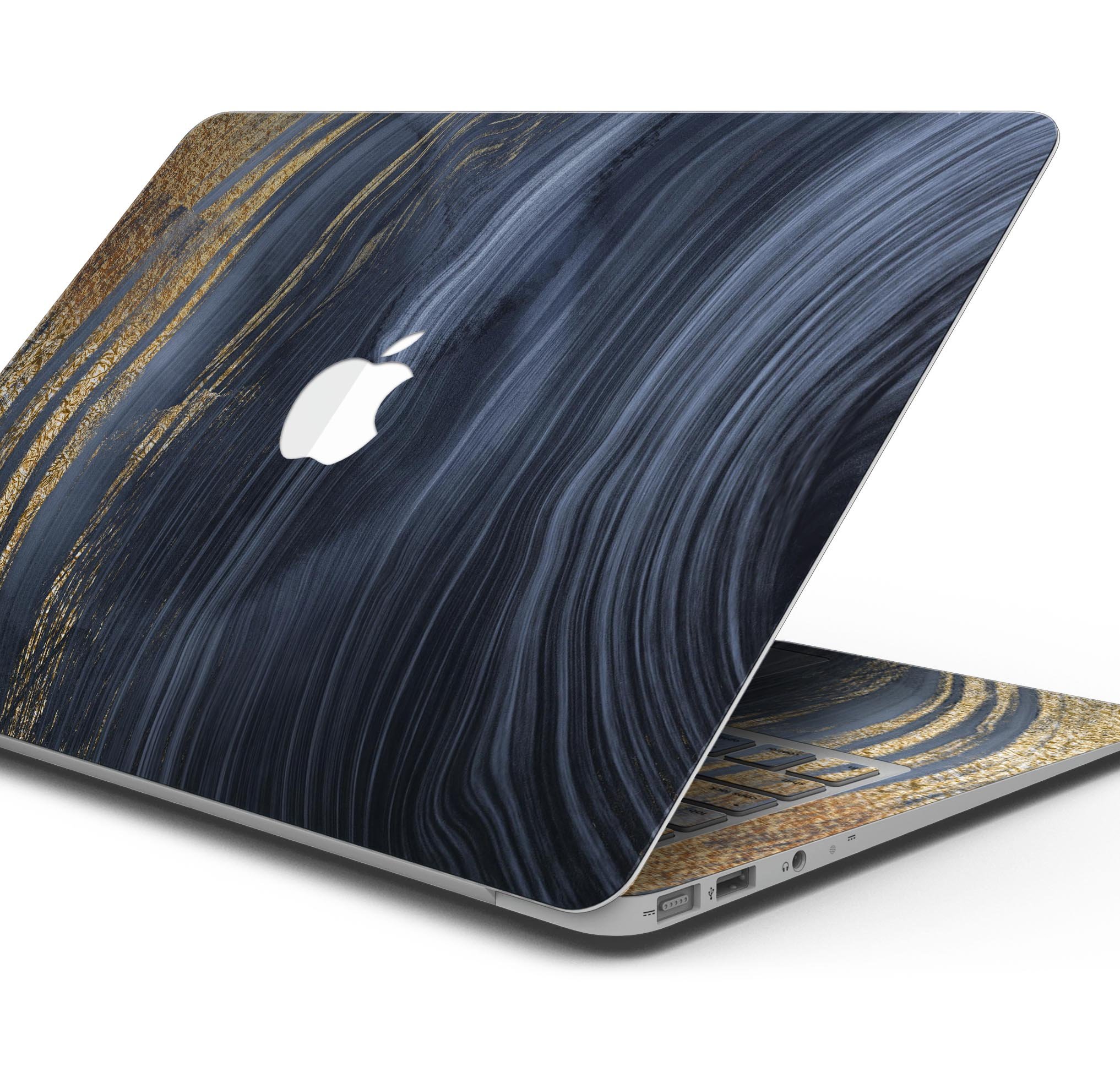 Vivid Agate Vein Slice Skin Decal Wrap Kit for MacBook, showcasing a colorful and intricate design with a glossy finish.