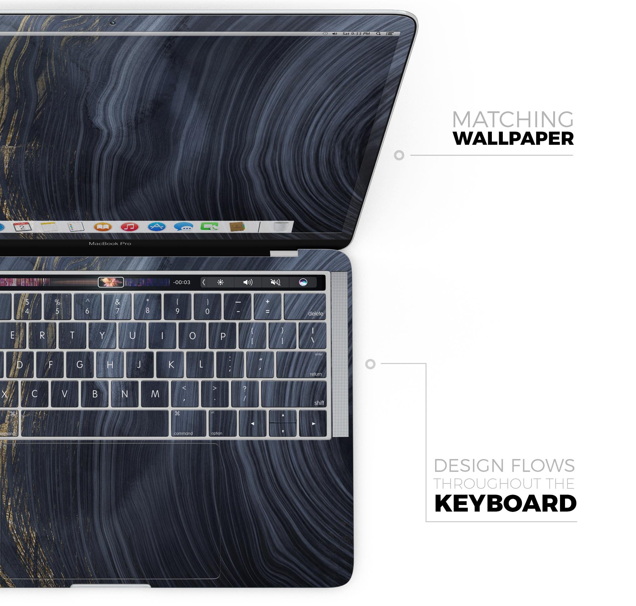 Vivid Agate Vein Slice Skin Decal Wrap Kit for MacBook, showcasing a colorful and intricate design with a glossy finish.