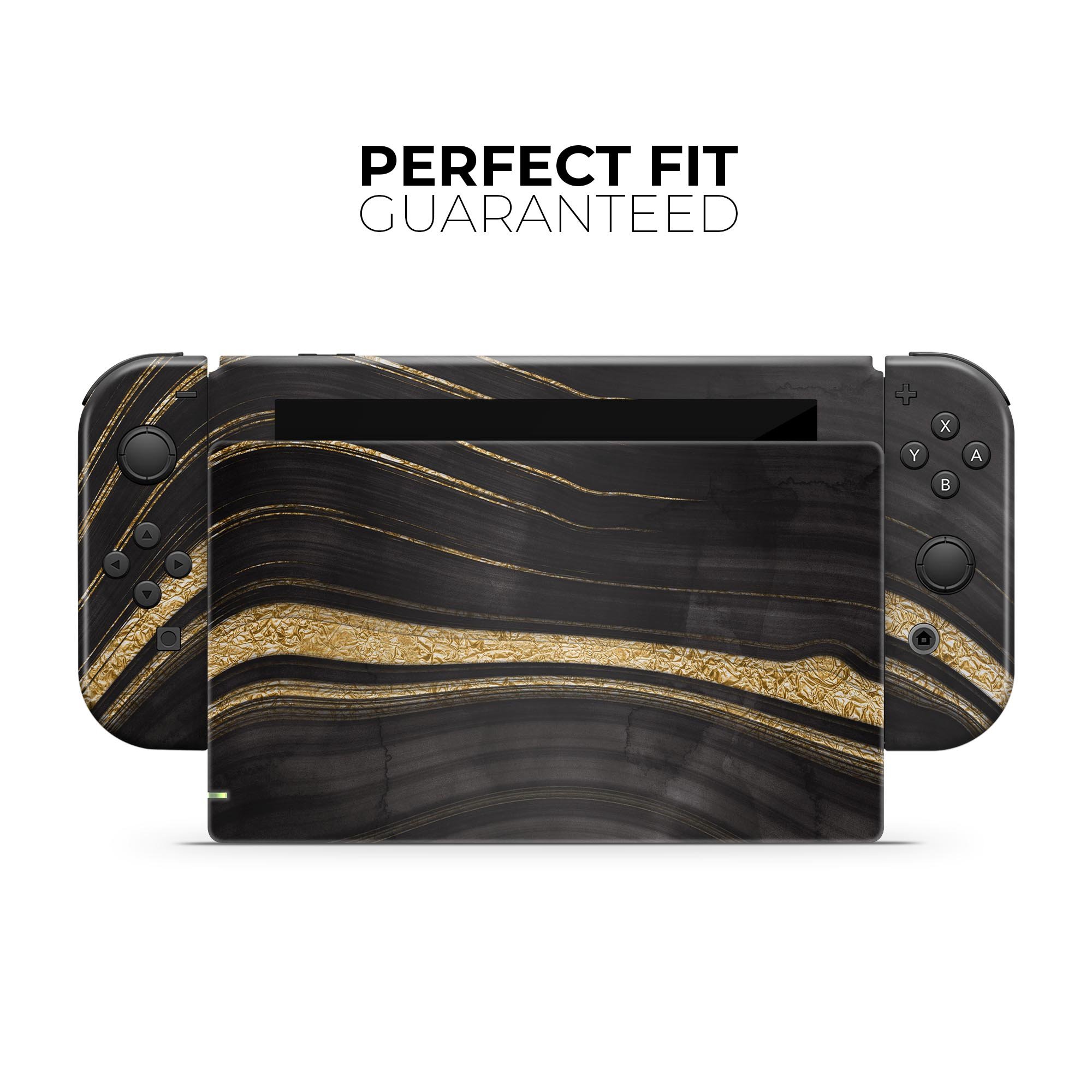 Vivid Agate Vein Slice Foiled V9 skin decal wrap kit for Nintendo Switch, showcasing a colorful agate design with a soft-touch matte finish.
