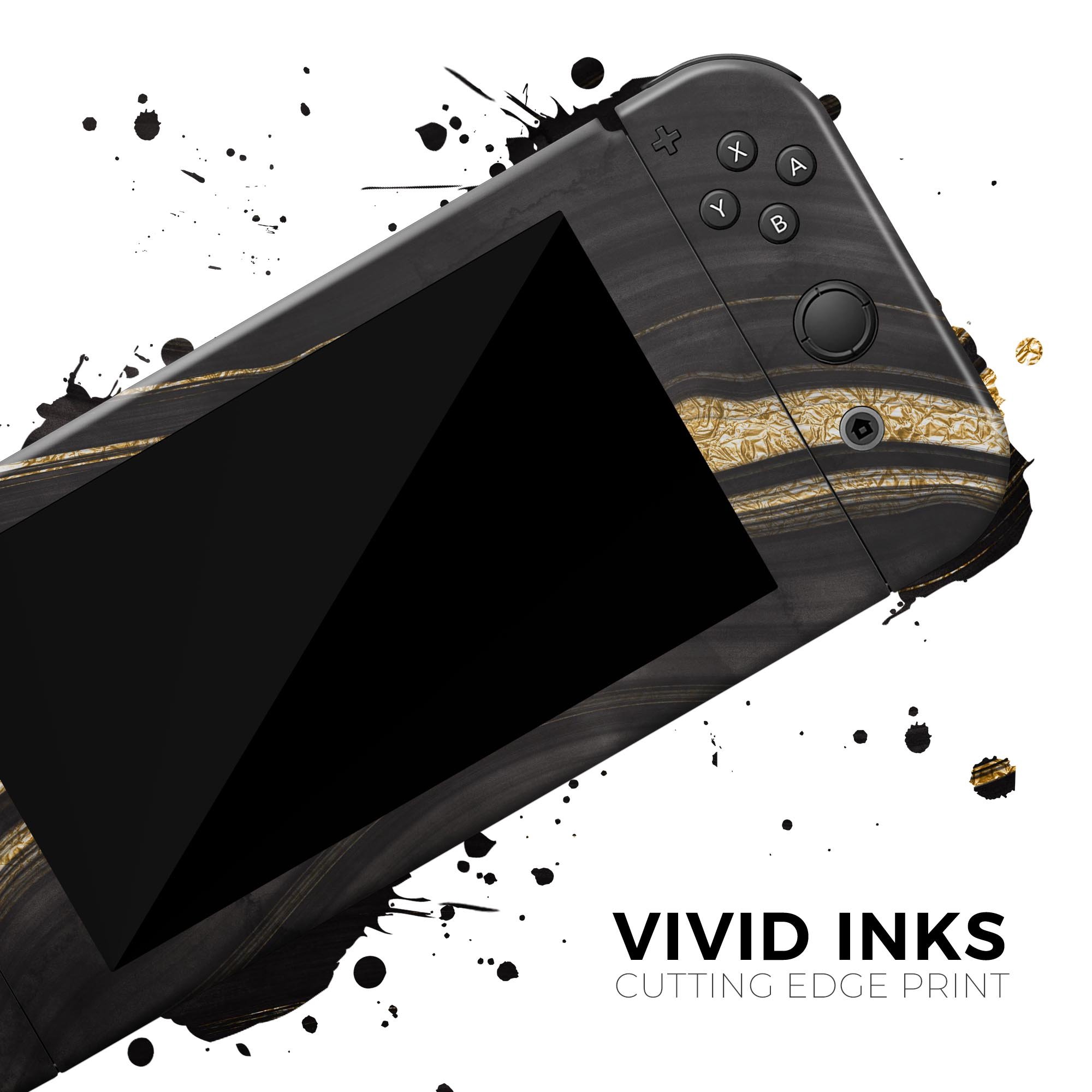 Vivid Agate Vein Slice Foiled V9 skin decal wrap kit for Nintendo Switch, showcasing a colorful agate design with a soft-touch matte finish.