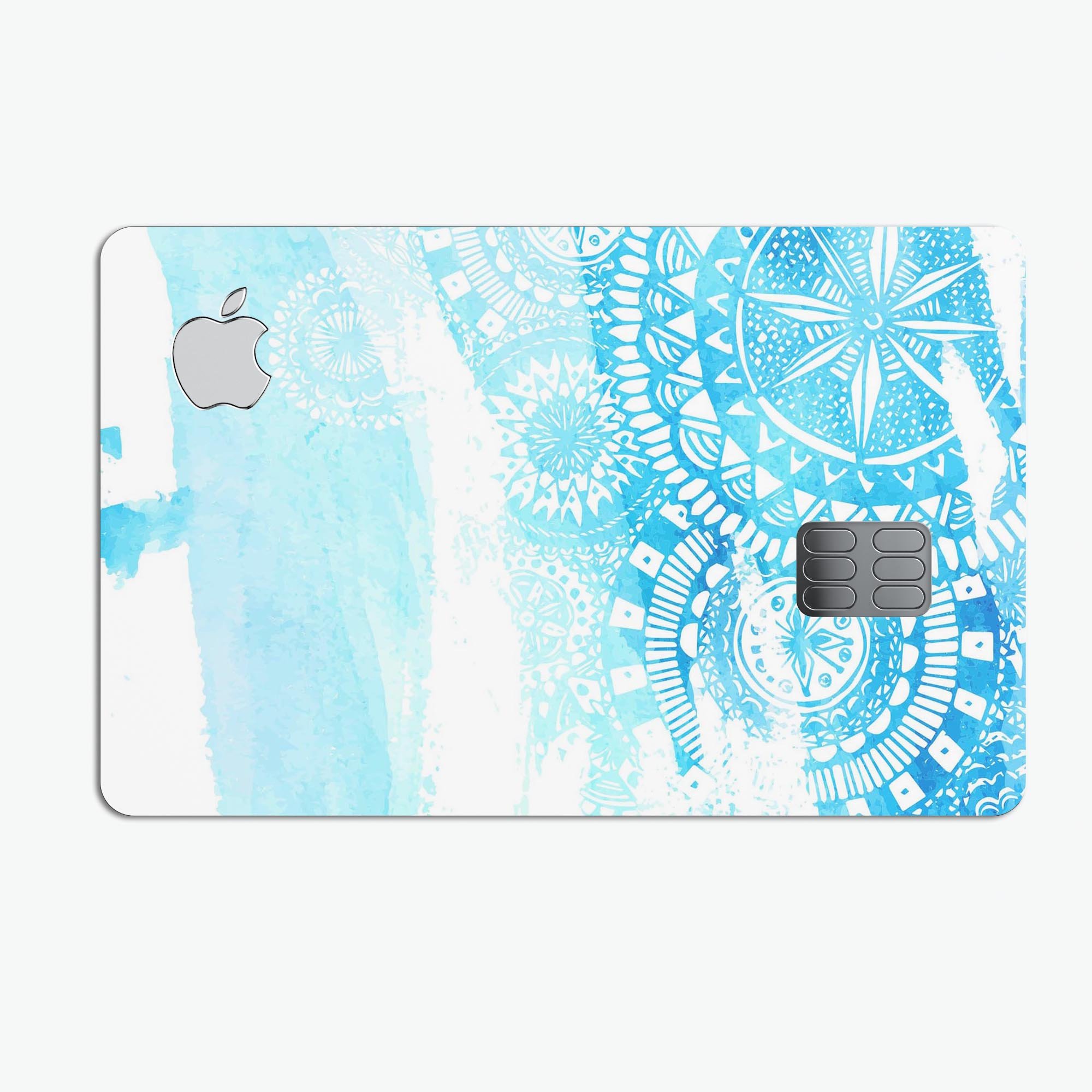 Vivid Blue Abstract Washed decal skin for Apple Card, showcasing a vibrant abstract design with a glossy finish.