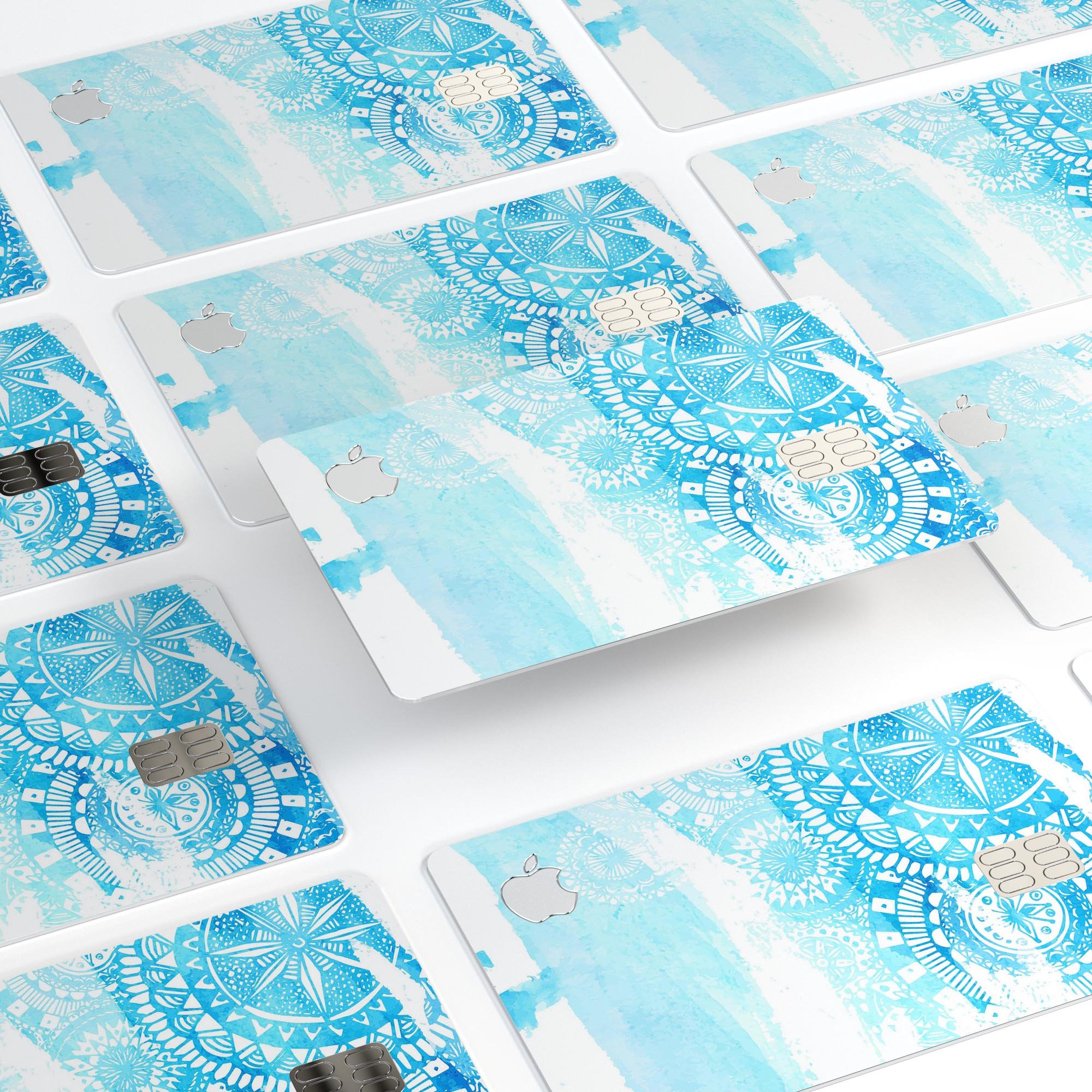 Vivid Blue Abstract Washed decal skin for Apple Card, showcasing a vibrant abstract design with a glossy finish.