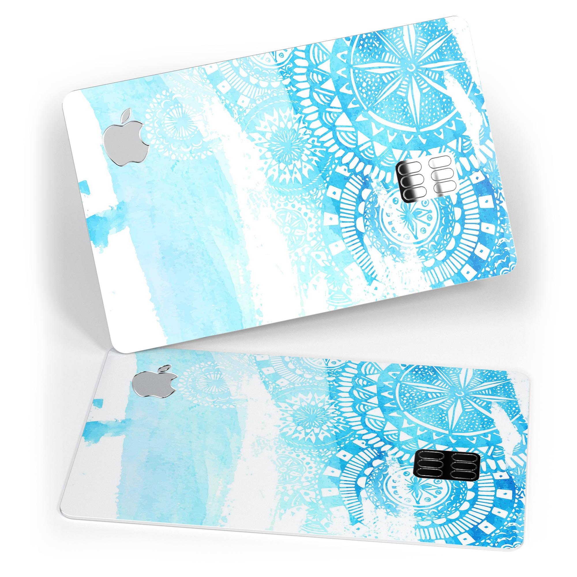 Vivid Blue Abstract Washed decal skin for Apple Card, showcasing a vibrant abstract design with a glossy finish.