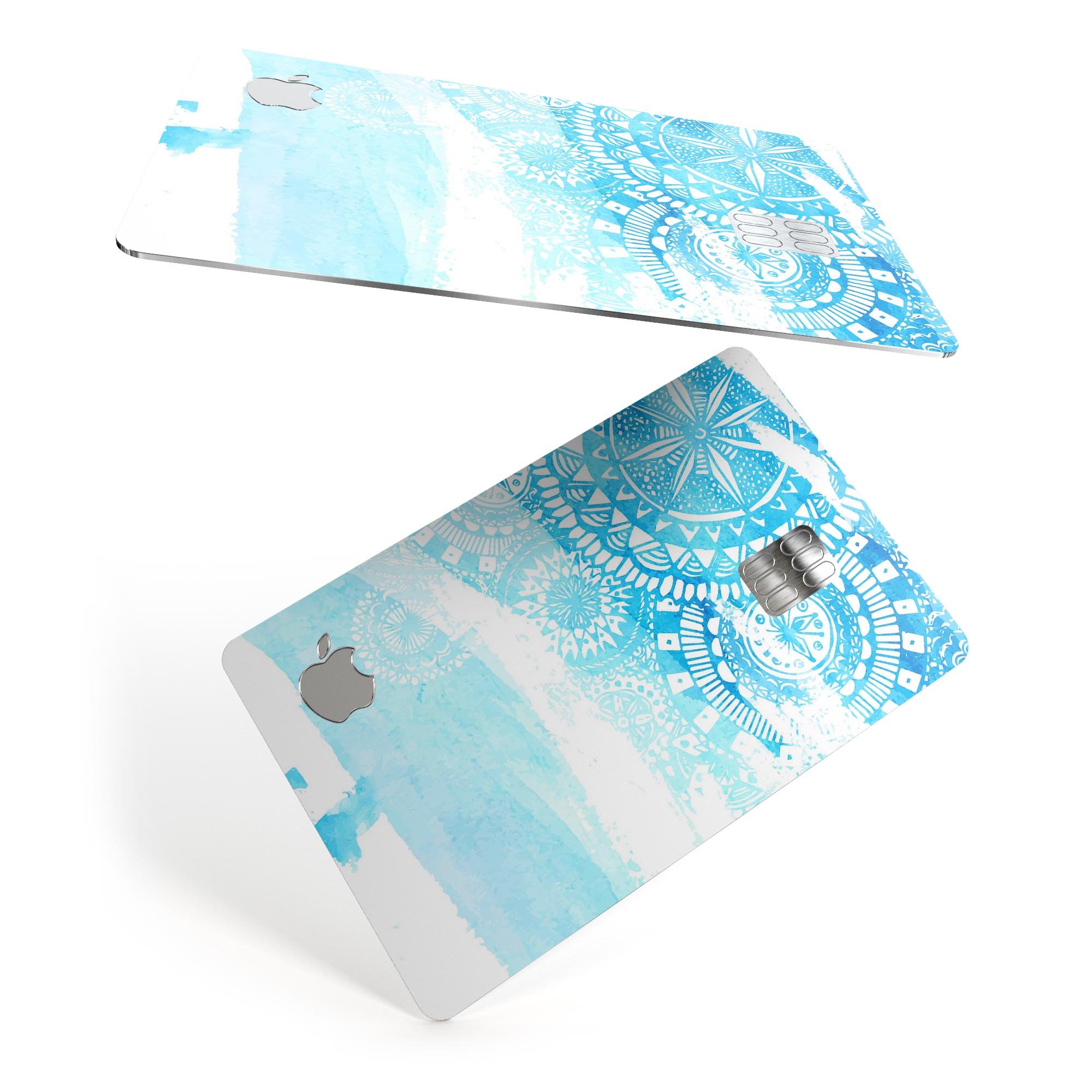Vivid Blue Abstract Washed decal skin for Apple Card, showcasing a vibrant abstract design with a glossy finish.