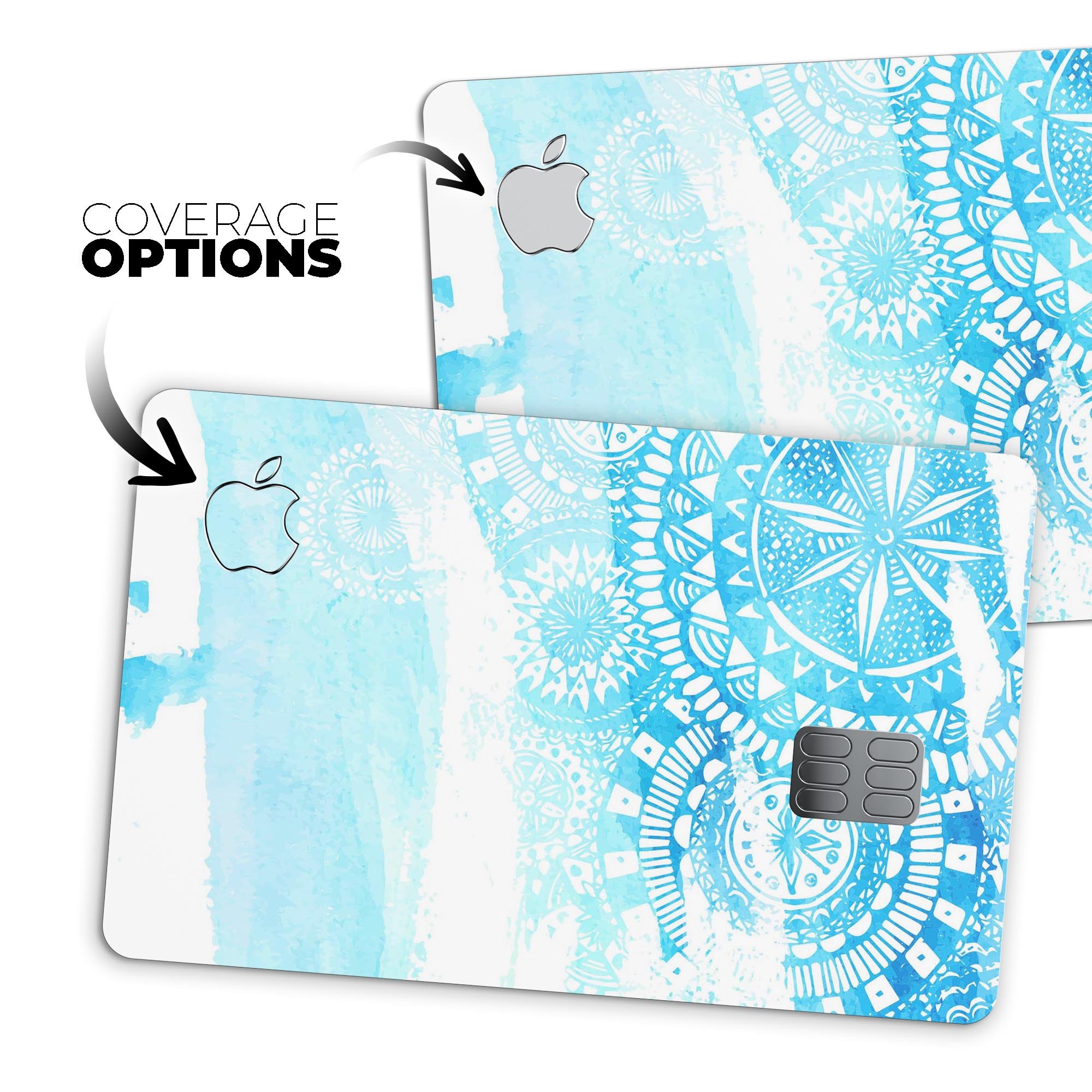 Vivid Blue Abstract Washed decal skin for Apple Card, showcasing a vibrant abstract design with a glossy finish.