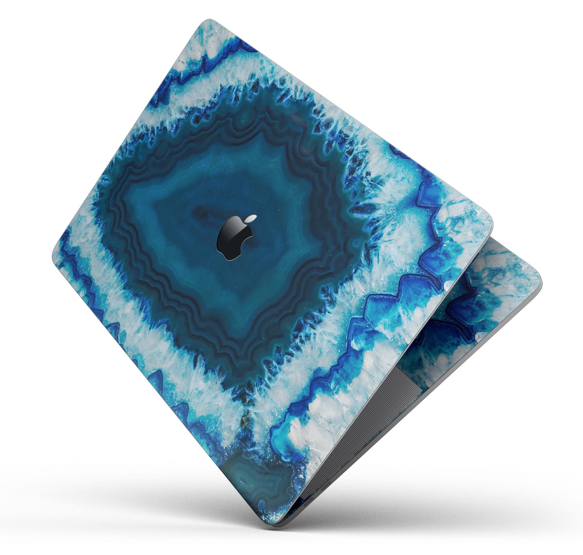 Vivid Blue Agate Crystal skin decal wrap kit for MacBook, showcasing a vibrant blue agate design with a smooth finish.