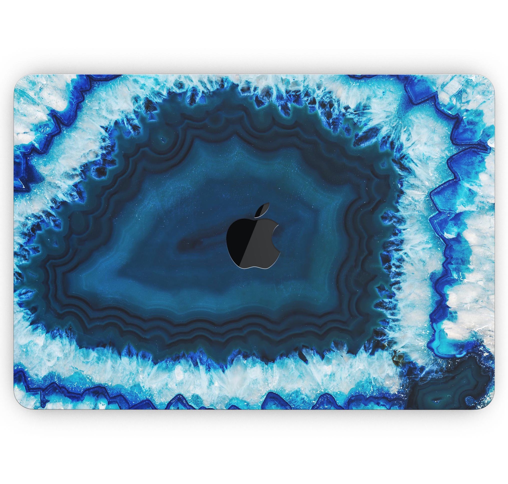 Vivid Blue Agate Crystal skin decal wrap kit for MacBook, showcasing a vibrant blue agate design with a smooth finish.