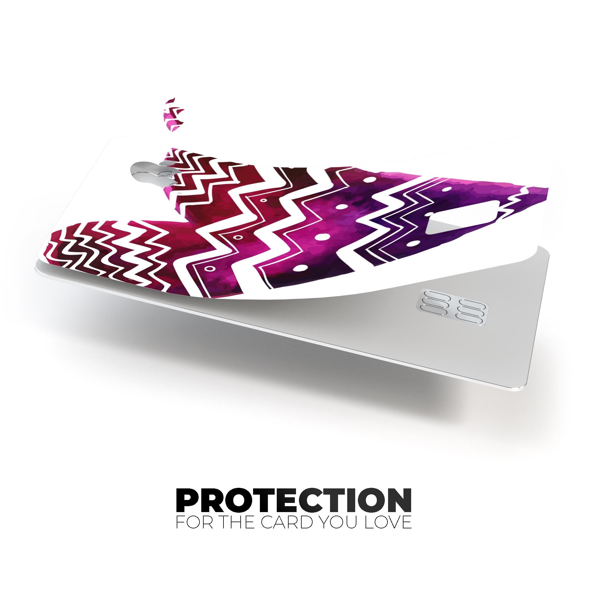 Vivid Colorful Chevron Water Heart decal skin for Apple Card, showcasing vibrant colors and unique chevron pattern.