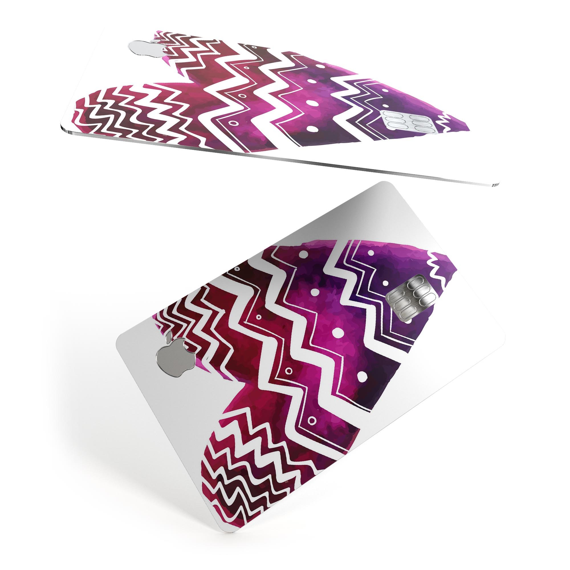 Vivid Colorful Chevron Water Heart decal skin for Apple Card, showcasing vibrant colors and unique chevron pattern.