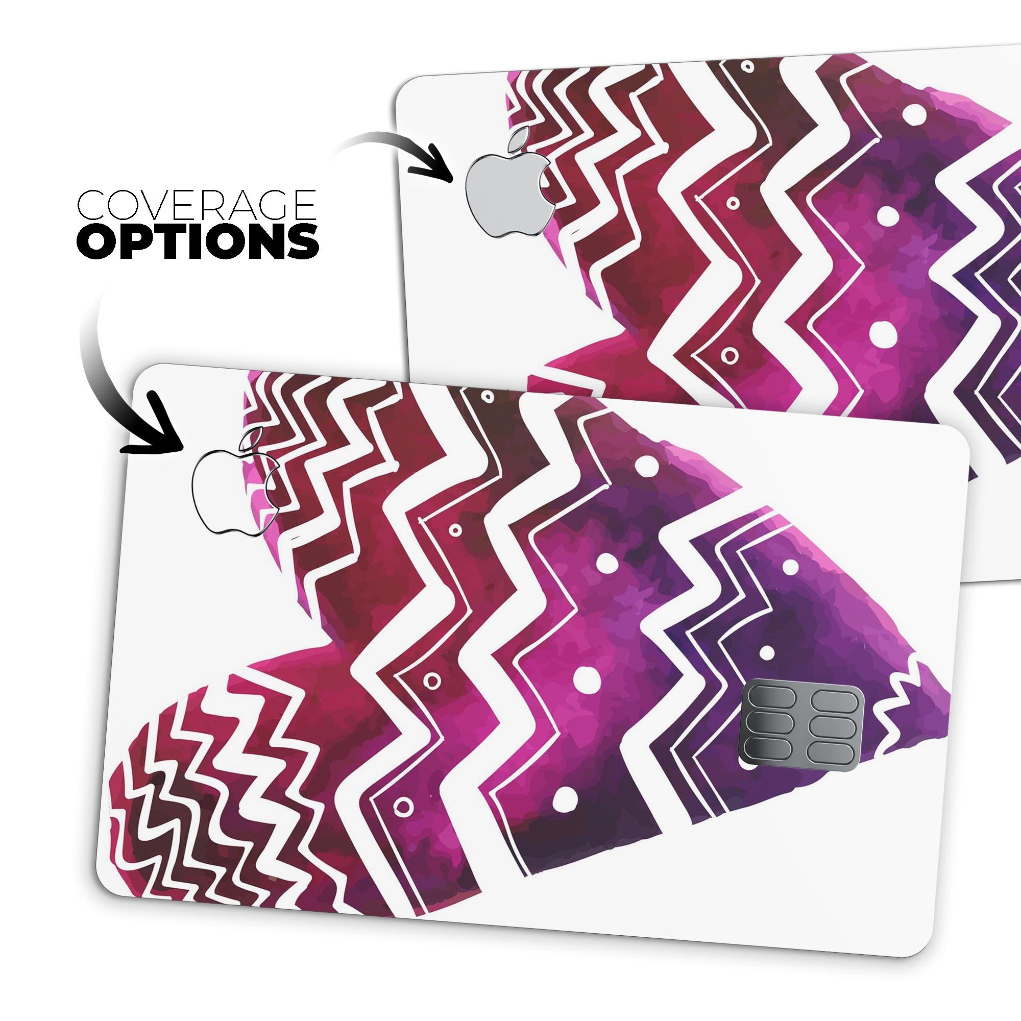 Vivid Colorful Chevron Water Heart decal skin for Apple Card, showcasing vibrant colors and unique chevron pattern.