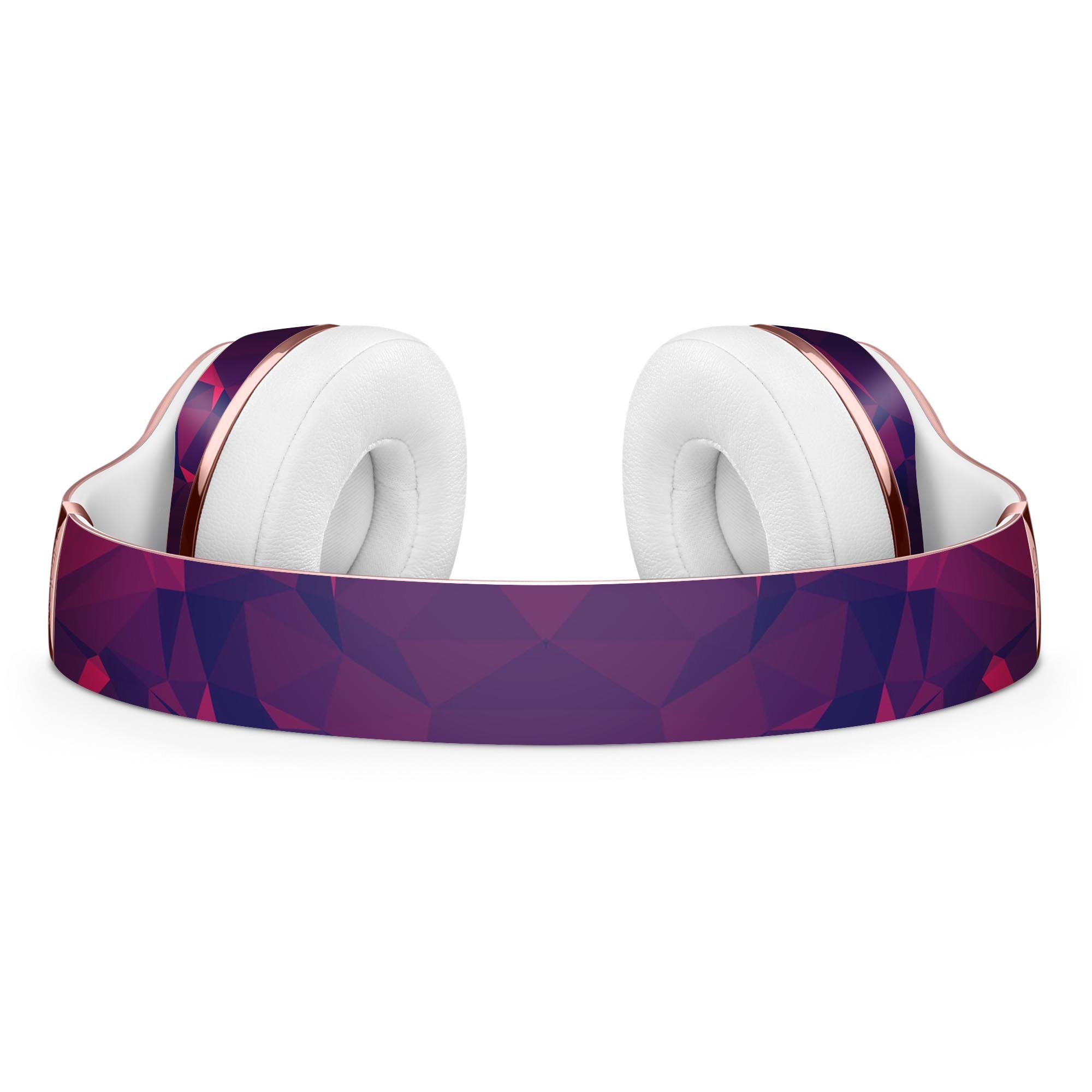Vivid Fuchsia Geometric Triangles Skin Kit for Beats by Dre Solo 3 Wireless Headphones, showcasing vibrant design and premium vinyl material.