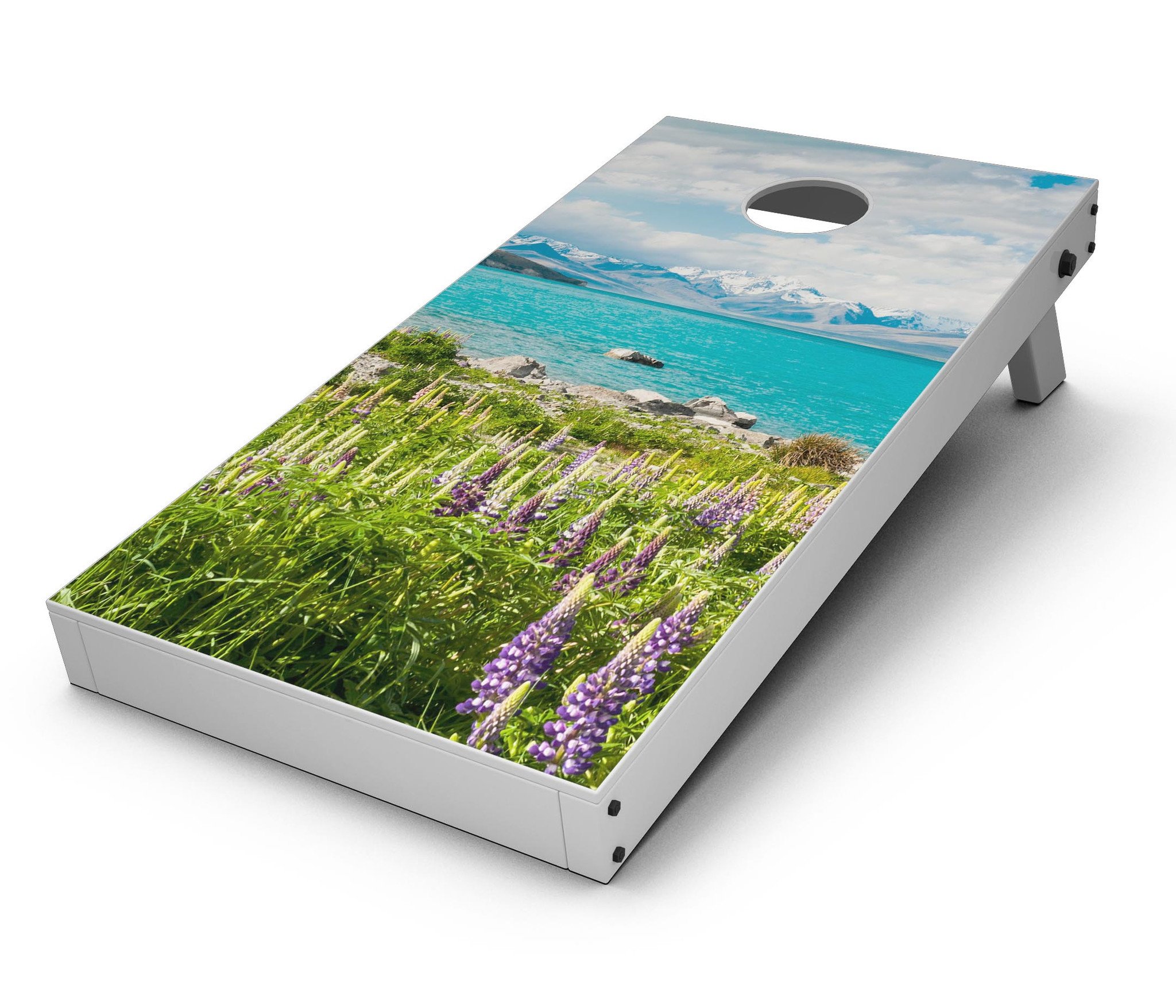 Vivid Paradise CornHole Board Skin Decal Kit showcasing vibrant colors and intricate designs, perfect for customizing Cornhole boards.