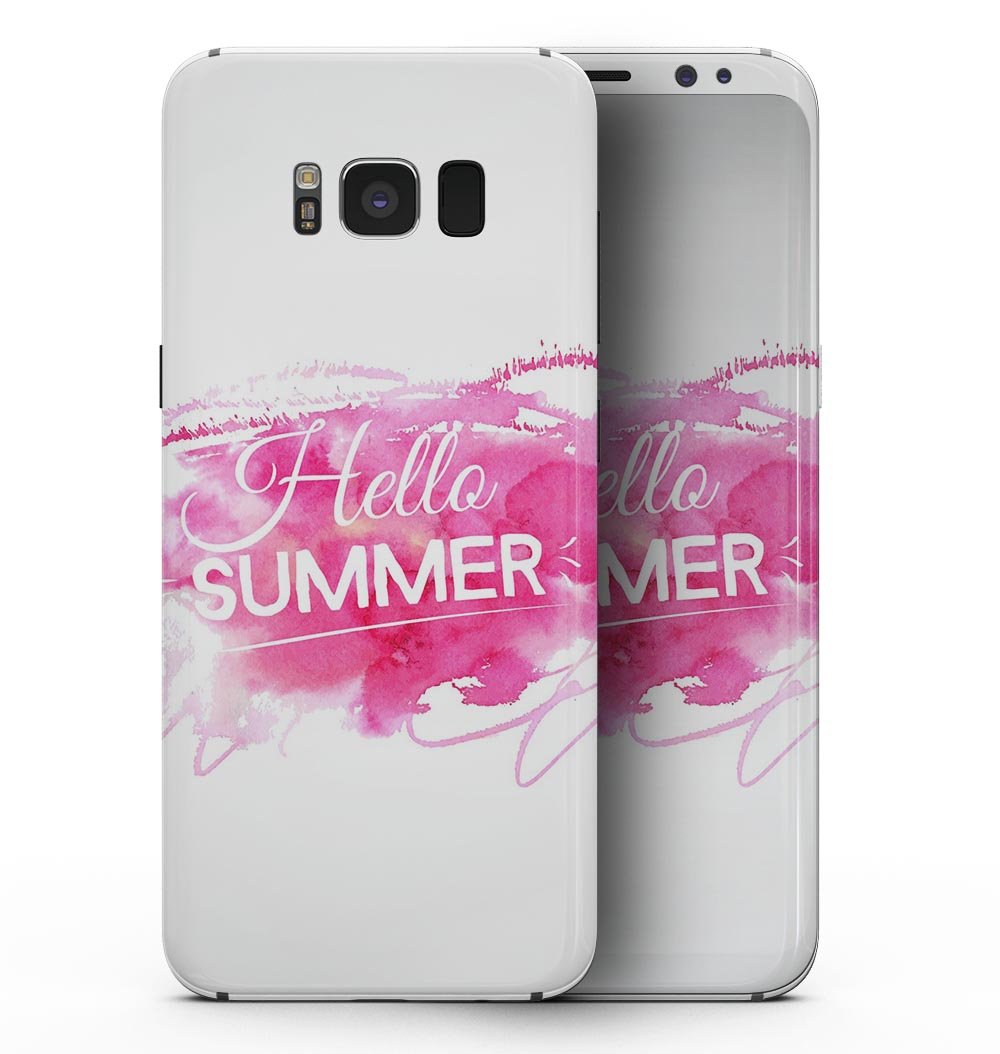 Vivid Pink Hello Summer skin kit for Samsung Galaxy S8, showcasing vibrant colors and design.