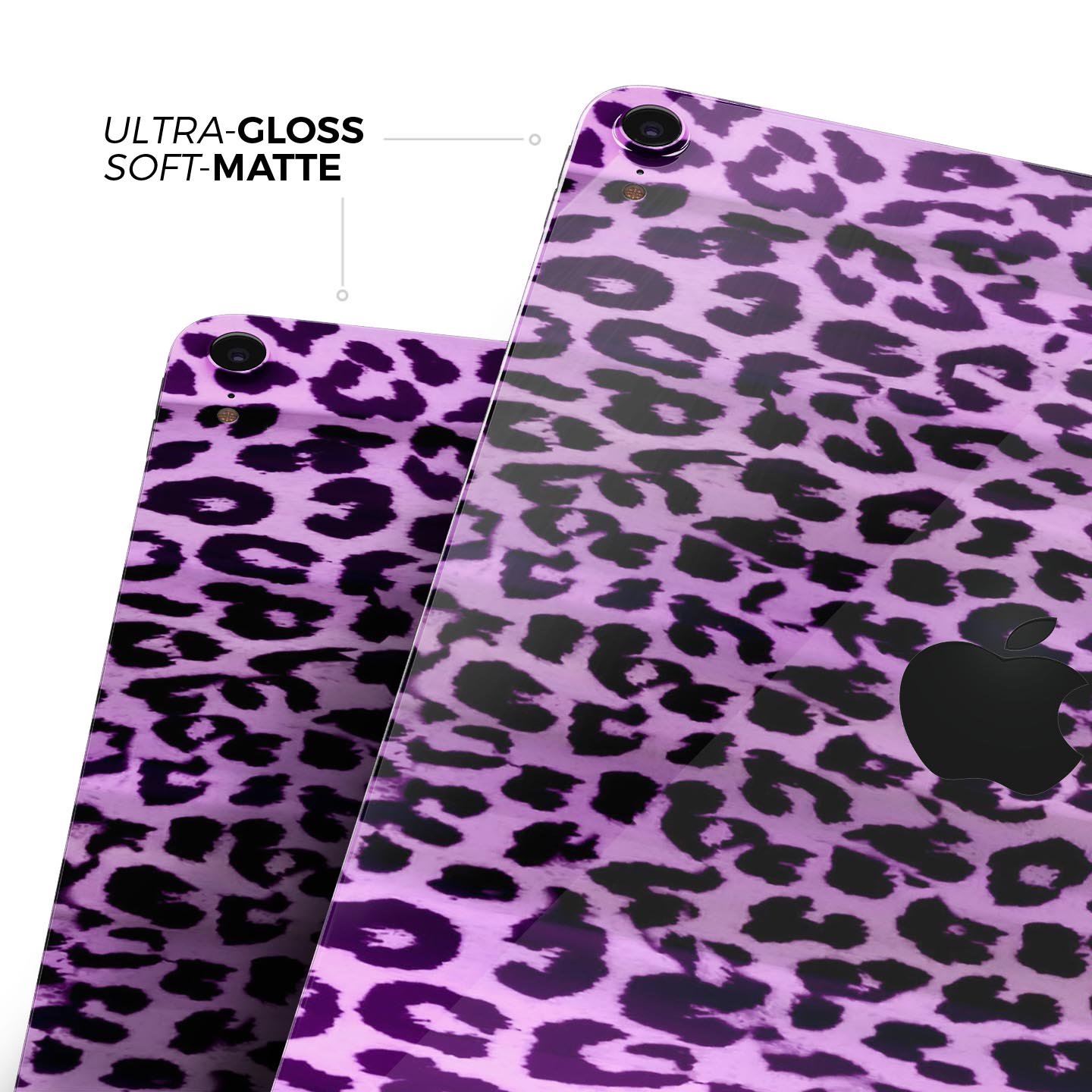 Vivid Purple Leopard Print Full Body Skin Decal for Apple iPad, showcasing vibrant colors and unique design.