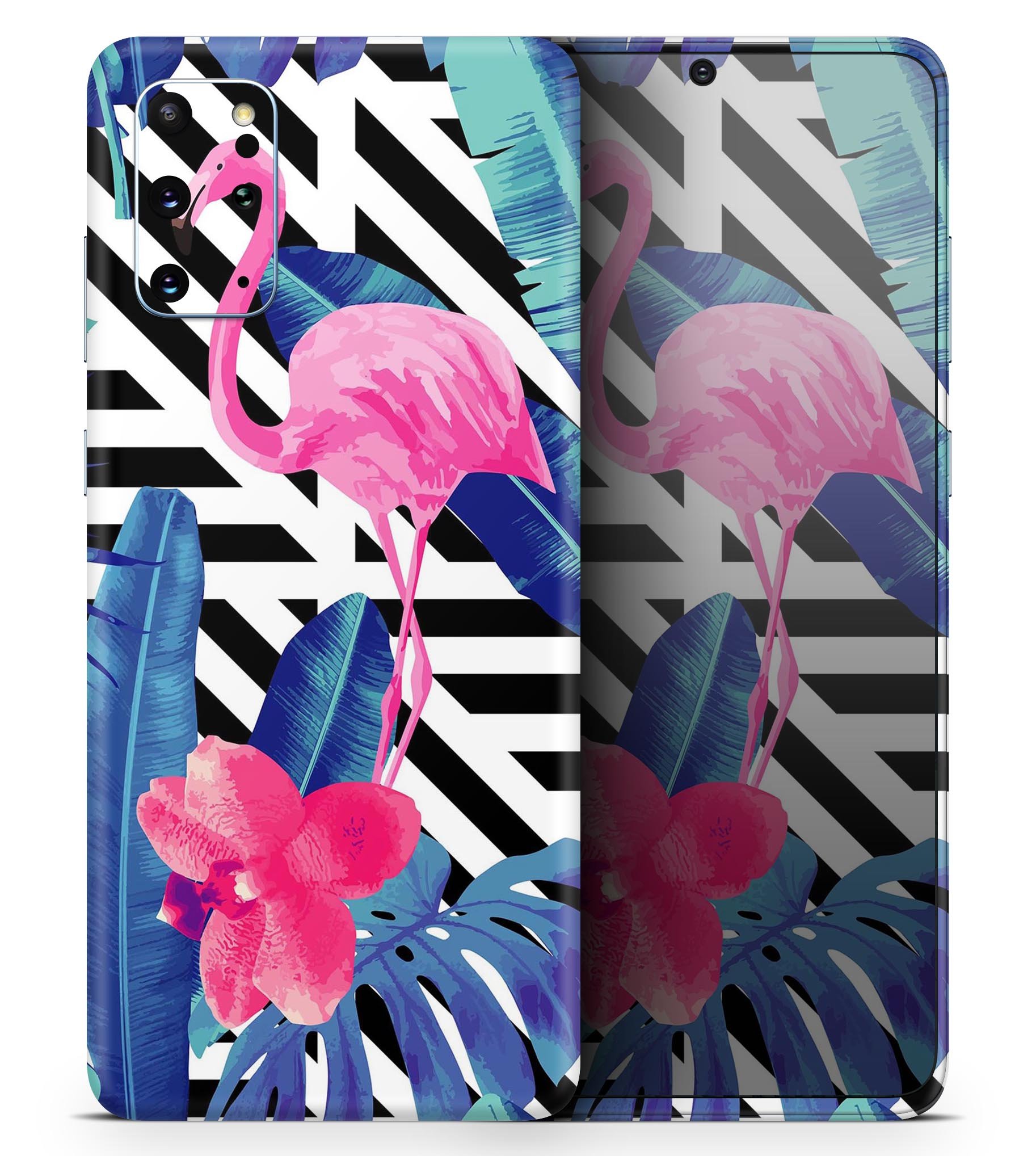 Vivid Tropical Chevron Floral Skin-Kit for Samsung Galaxy S20, showcasing vibrant colors and a stylish design.