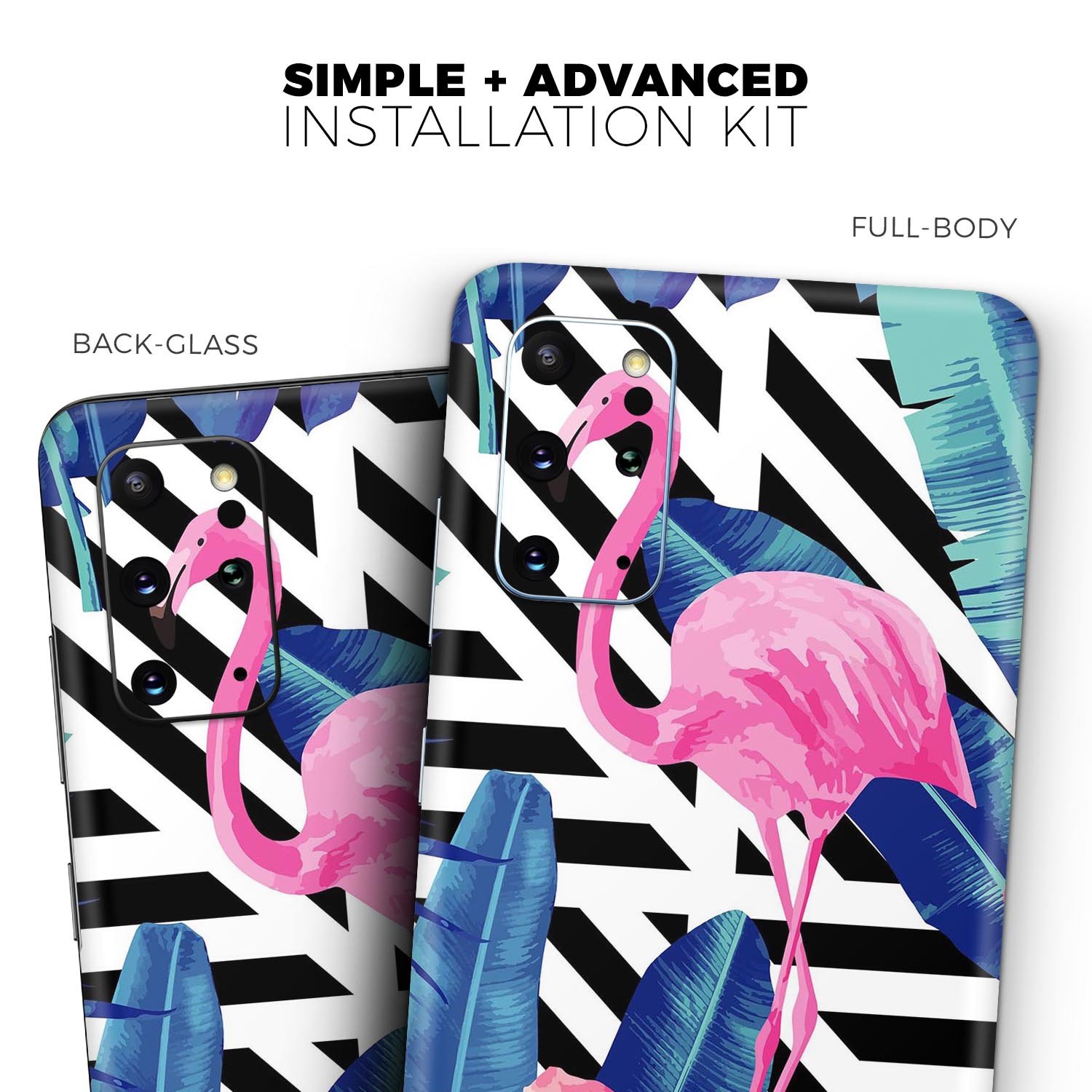 Vivid Tropical Chevron Floral Skin-Kit for Samsung Galaxy S20, showcasing vibrant colors and a stylish design.