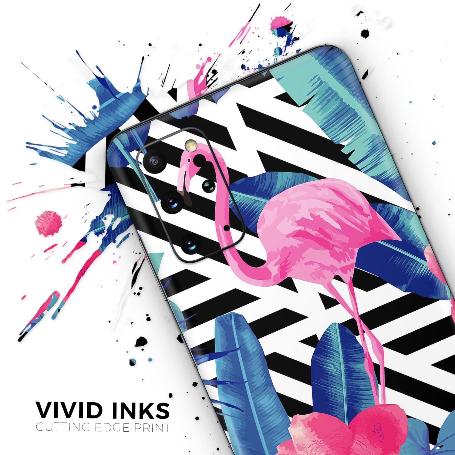 Vivid Tropical Chevron Floral Skin-Kit for Samsung Galaxy S20, showcasing vibrant colors and a stylish design.