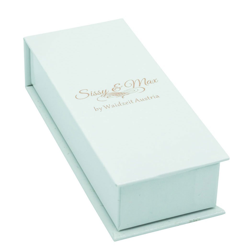 Waidzeit Maximilian Men's Watch featuring a walnut wood case, black dial with golden hands, and an original Austrian loden strap.