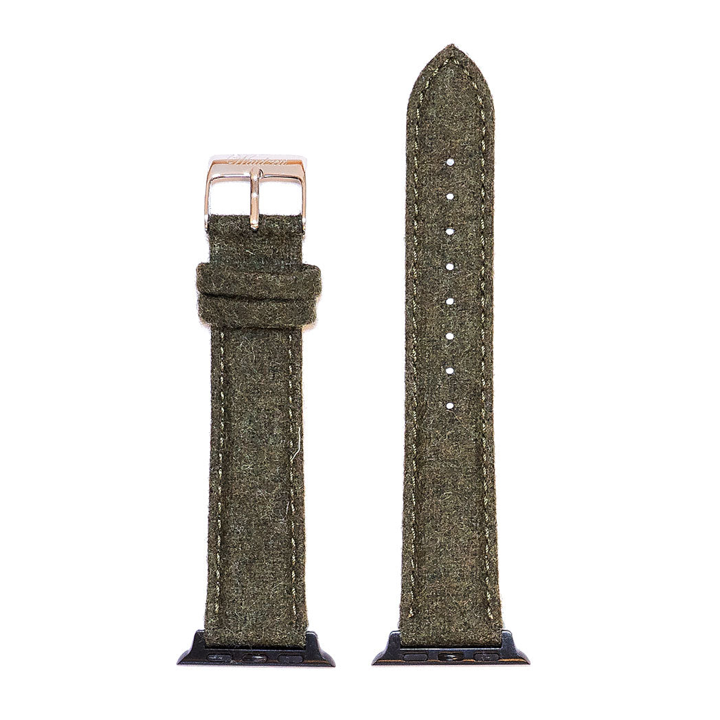 Waidzeit Smart Watch Strap made from Merino wool, showcasing its stylish design and available colors.