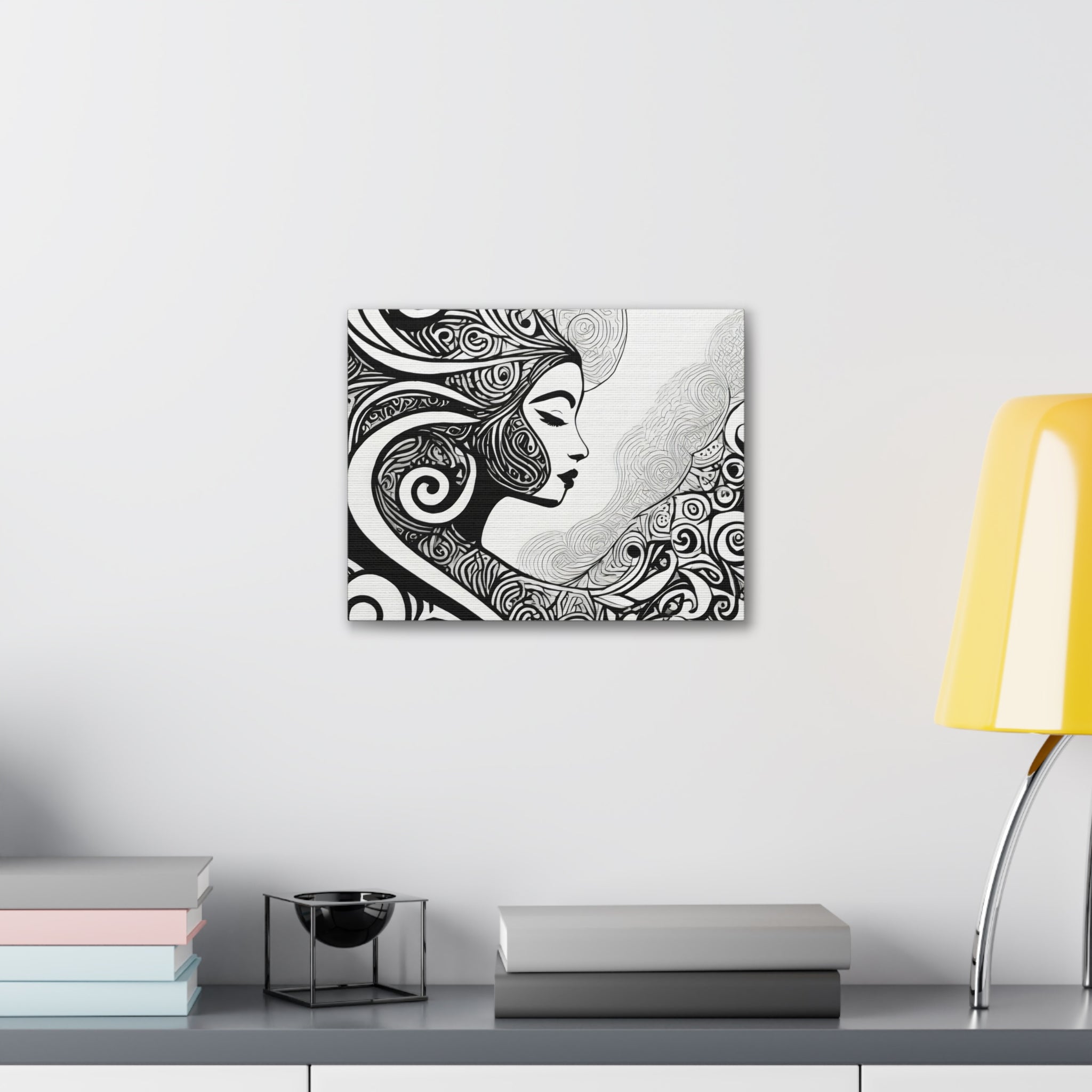 Female Black Line Art Canvas Print 7134 showcasing minimalist design on a textured canvas.