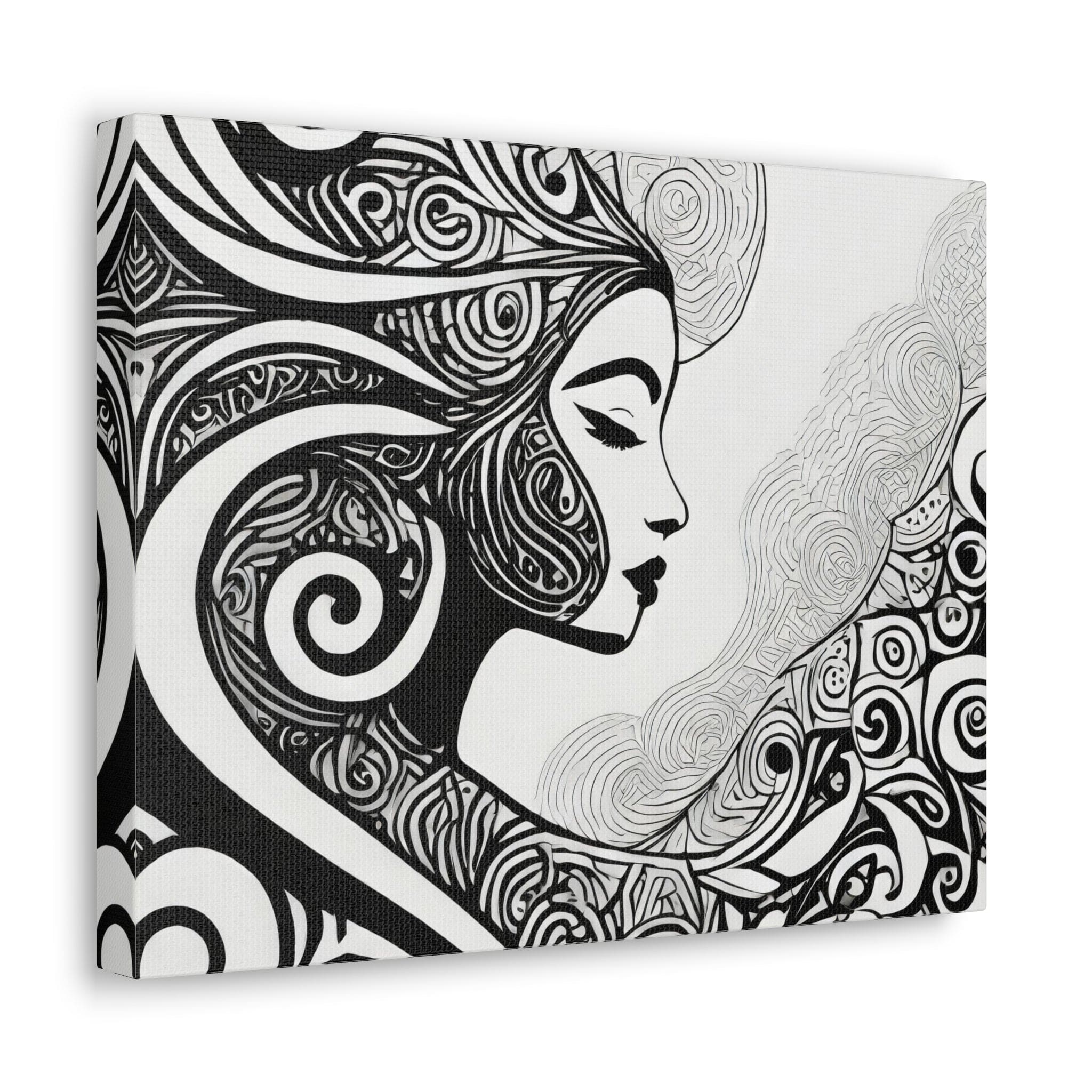 Female Black Line Art Canvas Print 7134 showcasing minimalist design on a textured canvas.