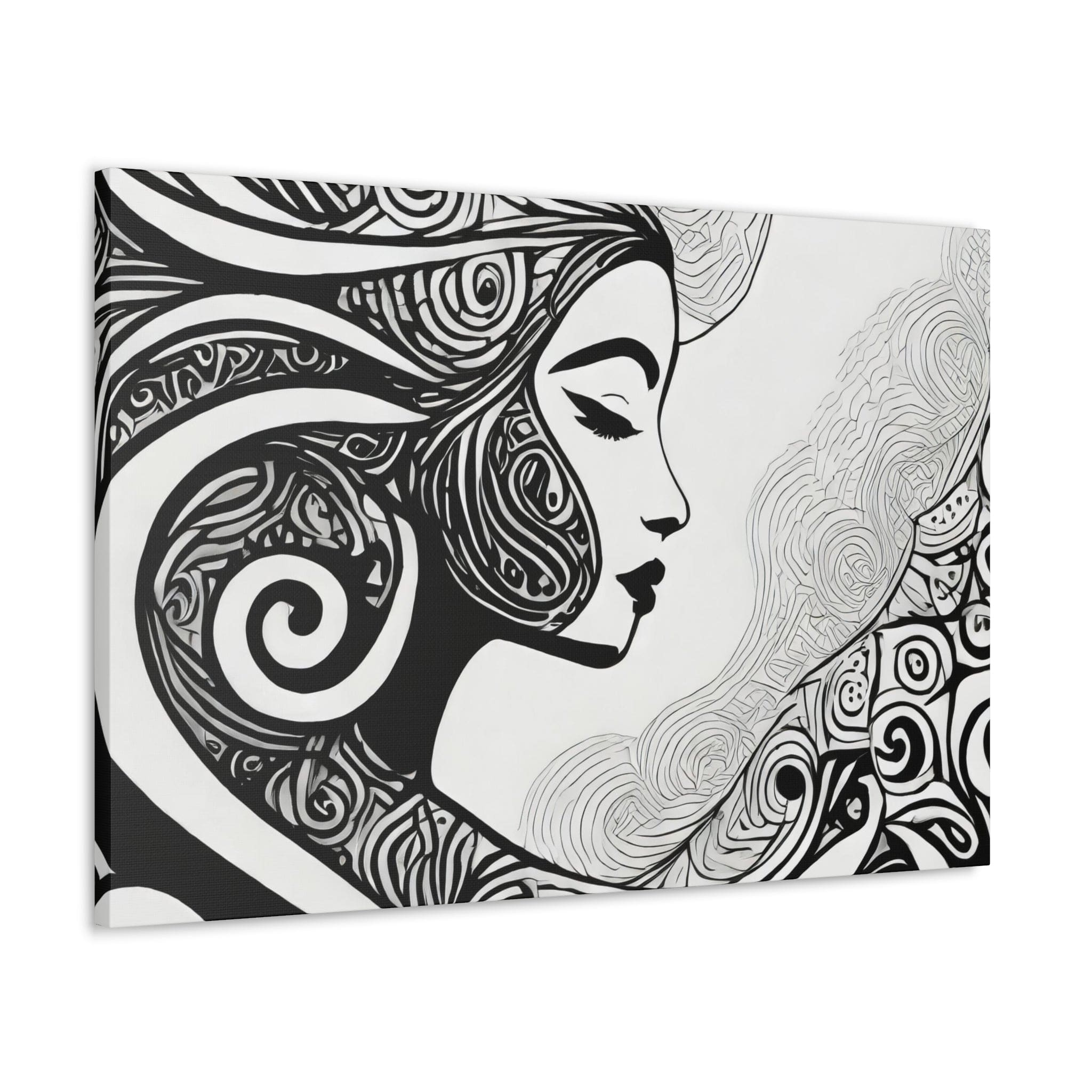 Female Black Line Art Canvas Print 7134 showcasing minimalist design on a textured canvas.