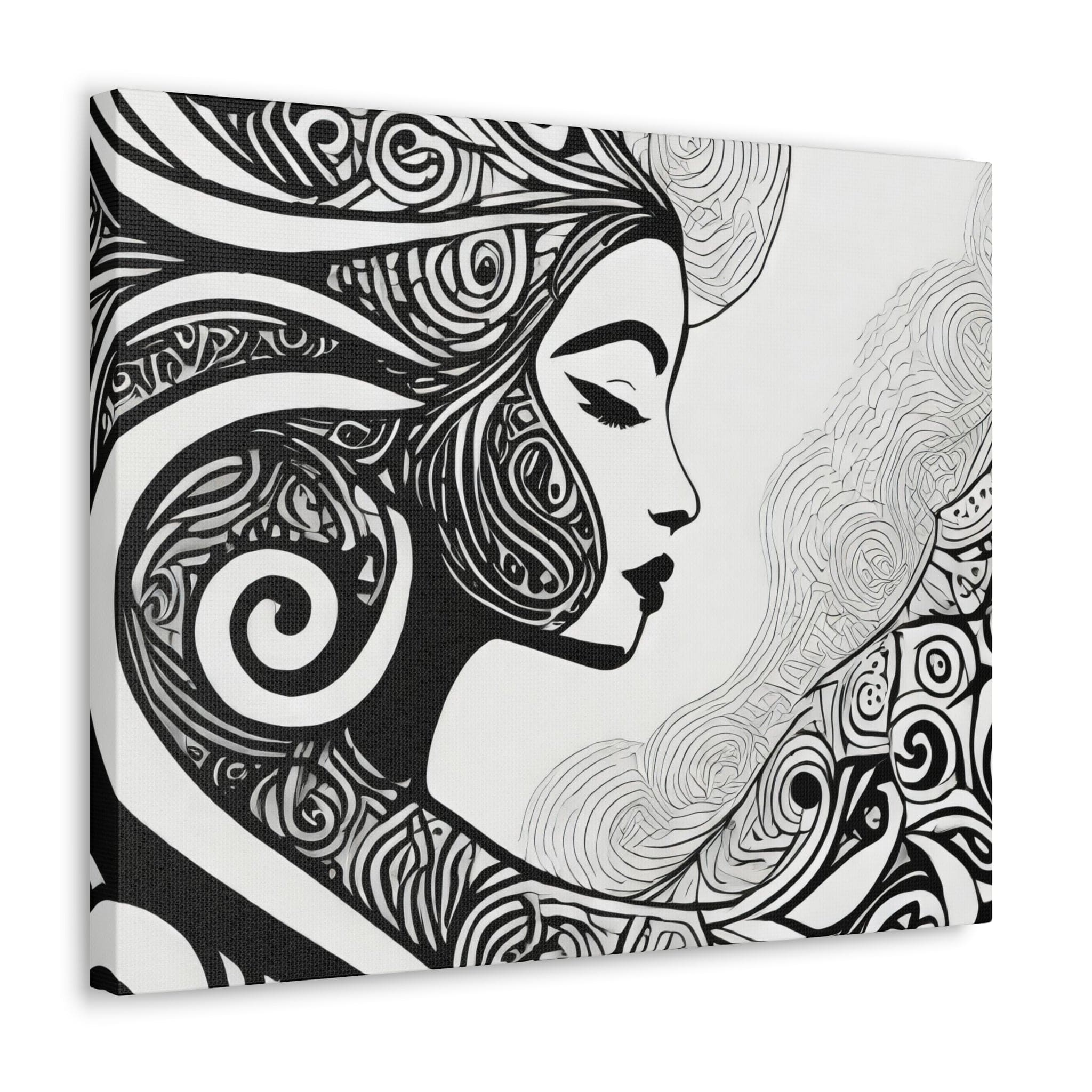 Female Black Line Art Canvas Print 7134 showcasing minimalist design on a textured canvas.