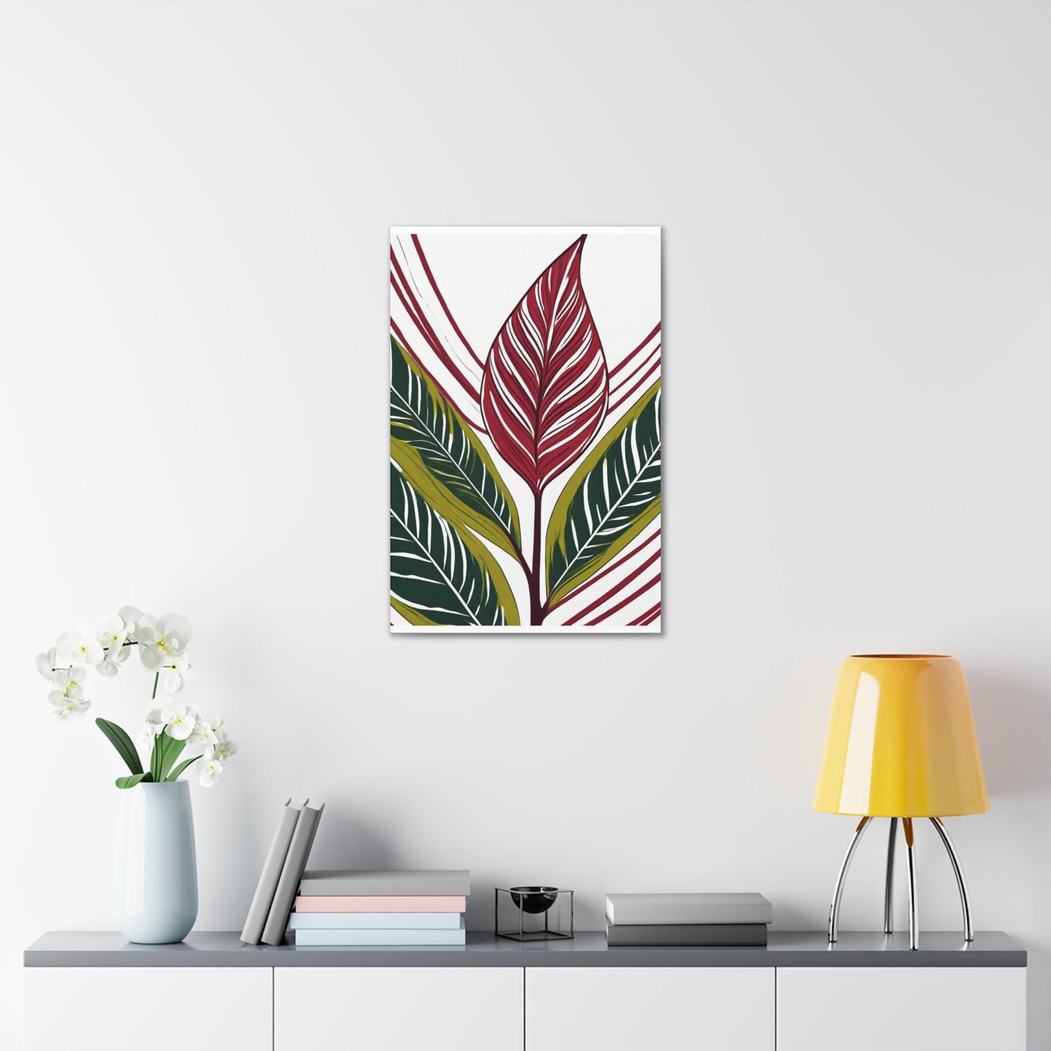 Floral line art canvas print showcasing intricate floral designs on a textured background, perfect for home decor.