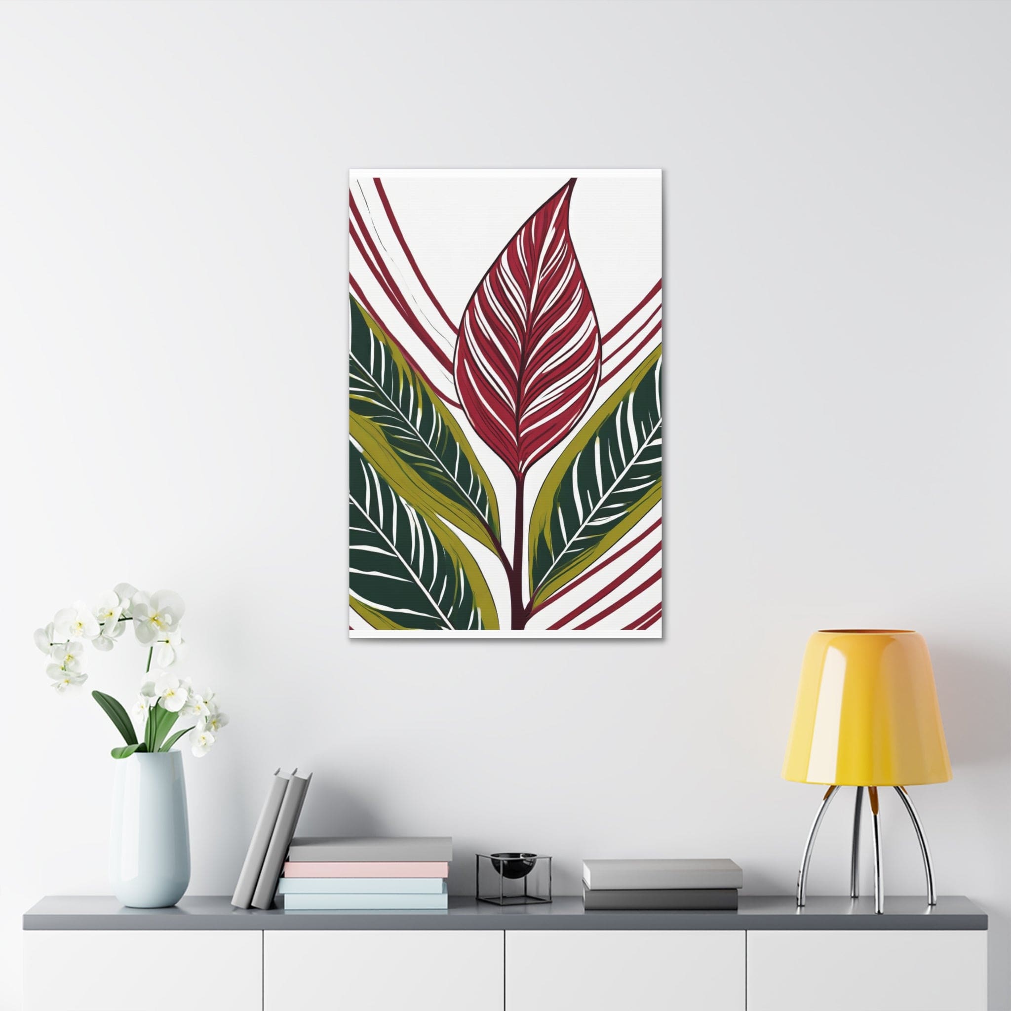Floral line art canvas print showcasing intricate floral designs on a textured background, perfect for home decor.