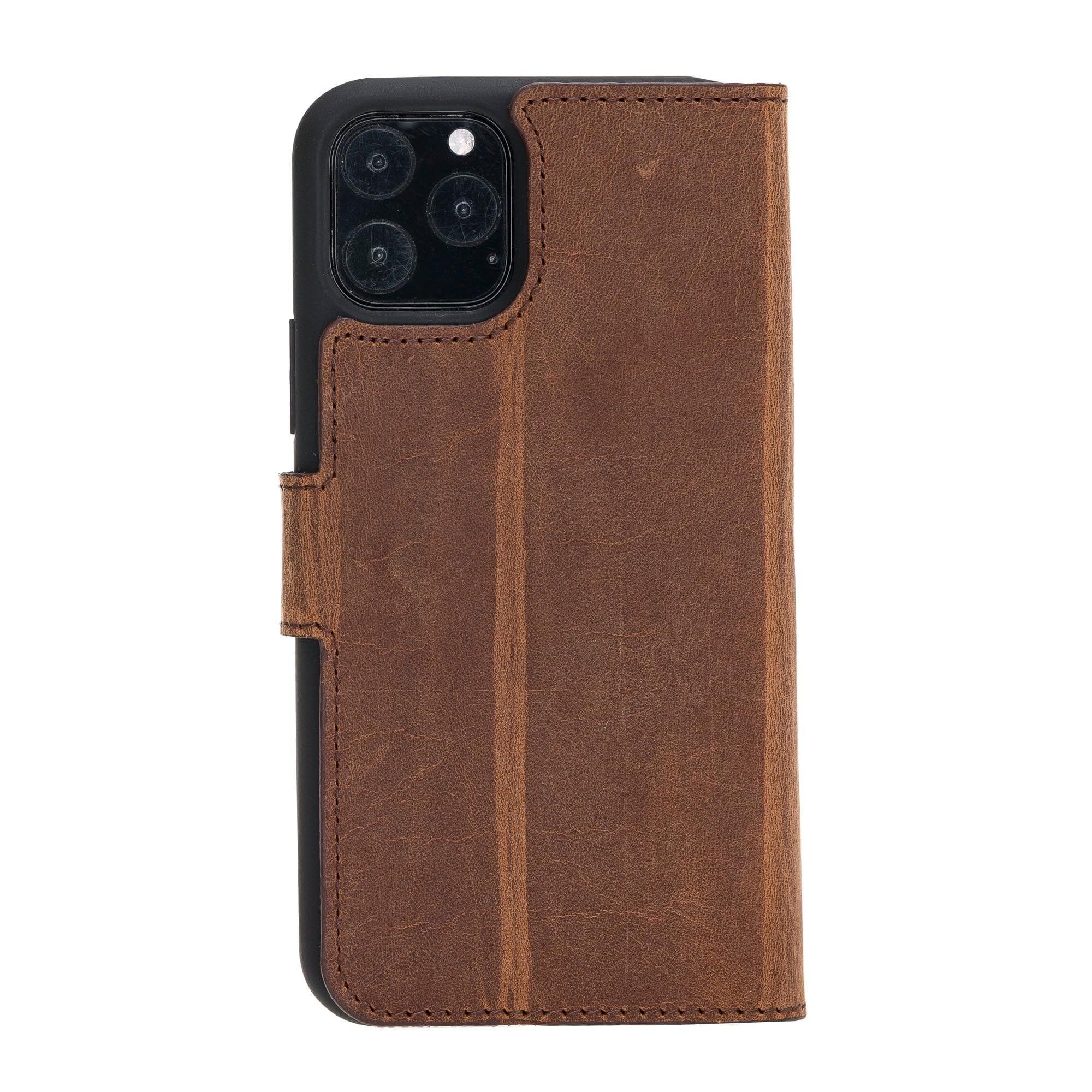 Bouletta Wallet Folio with ID Slot, a brown leather wallet case for Apple iPhone 11, featuring card slots and RFID protection.
