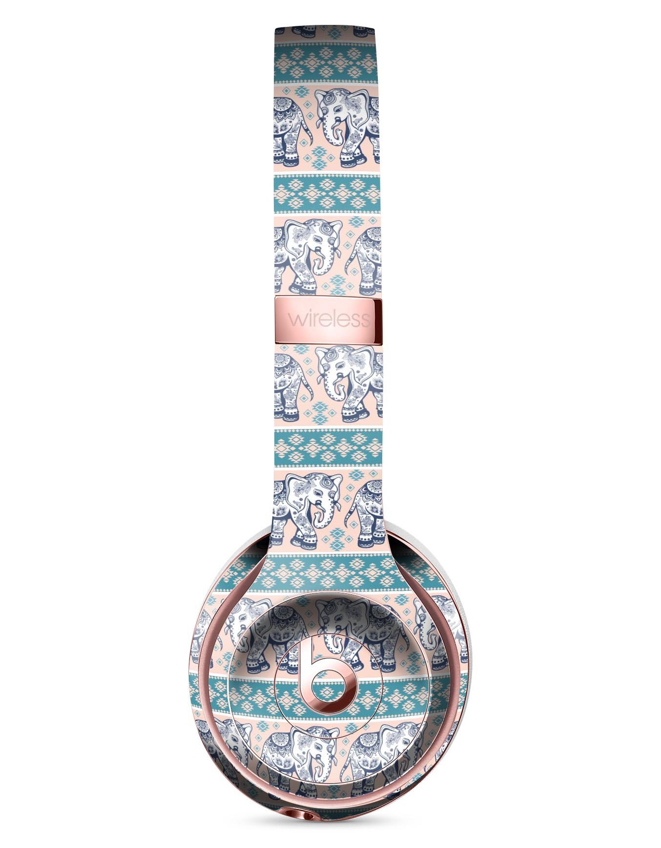 Walking Sacred Elephant Pattern V2 Full-Body Skin Kit for Beats by Dre Solo 3 Wireless Headphones, showcasing vibrant colors and intricate design.