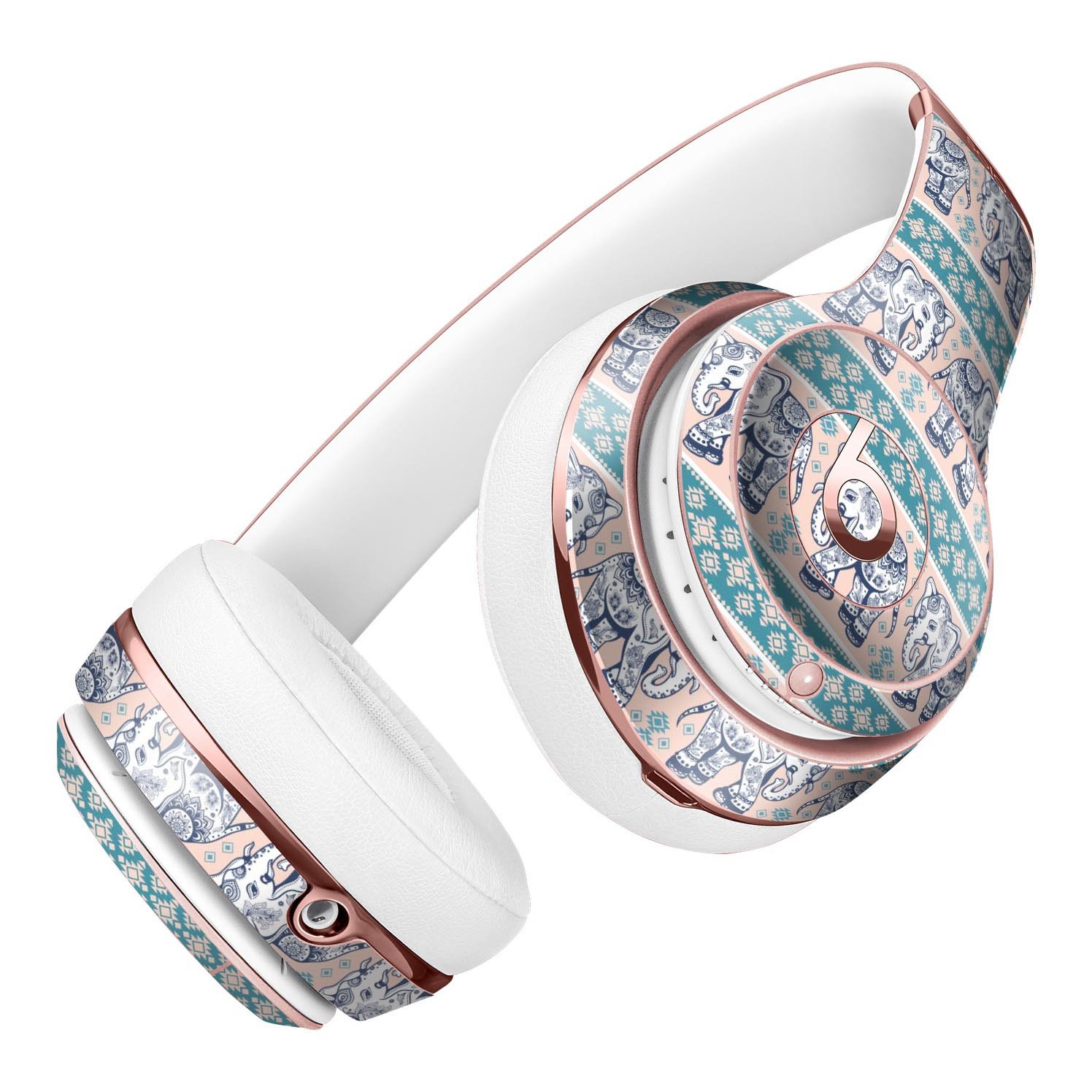 Walking Sacred Elephant Pattern V2 Full-Body Skin Kit for Beats by Dre Solo 3 Wireless Headphones, showcasing vibrant colors and intricate design.