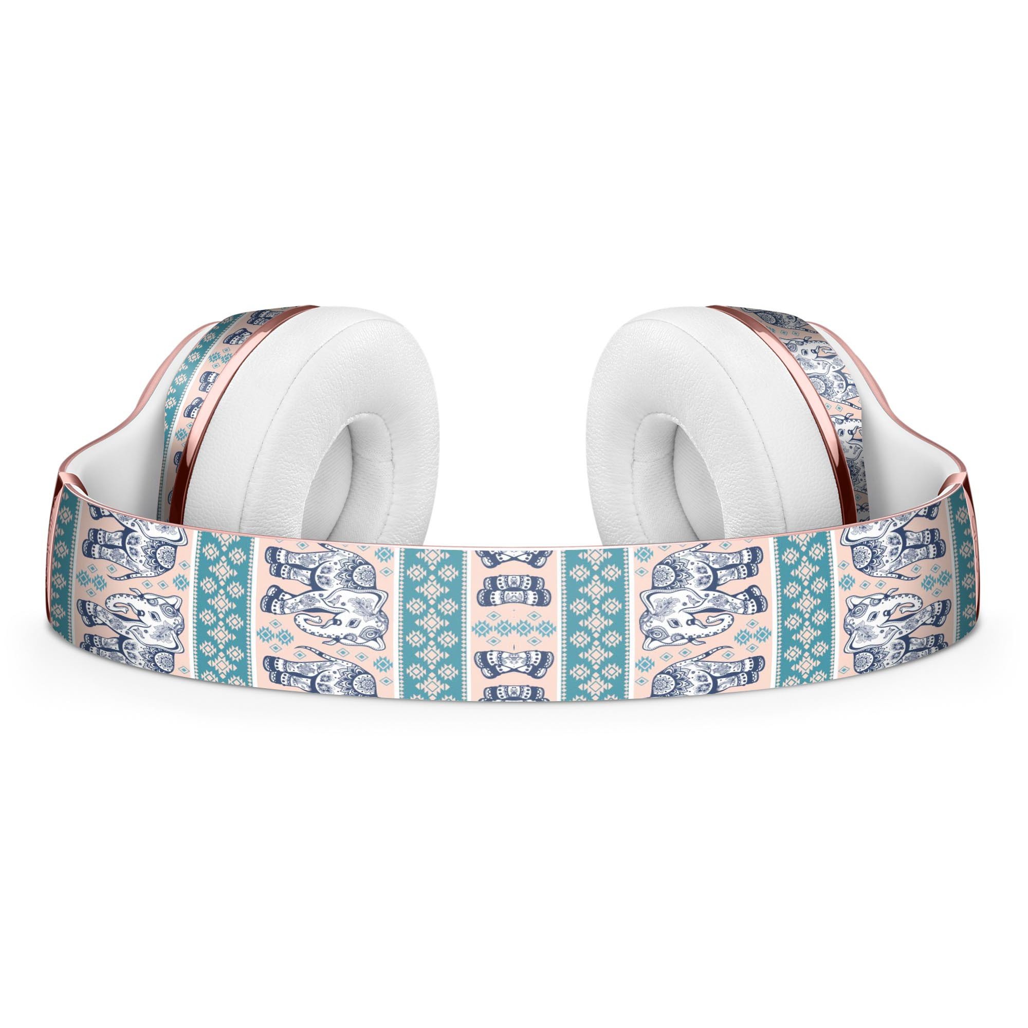 Walking Sacred Elephant Pattern V2 Full-Body Skin Kit for Beats by Dre Solo 3 Wireless Headphones, showcasing vibrant colors and intricate design.