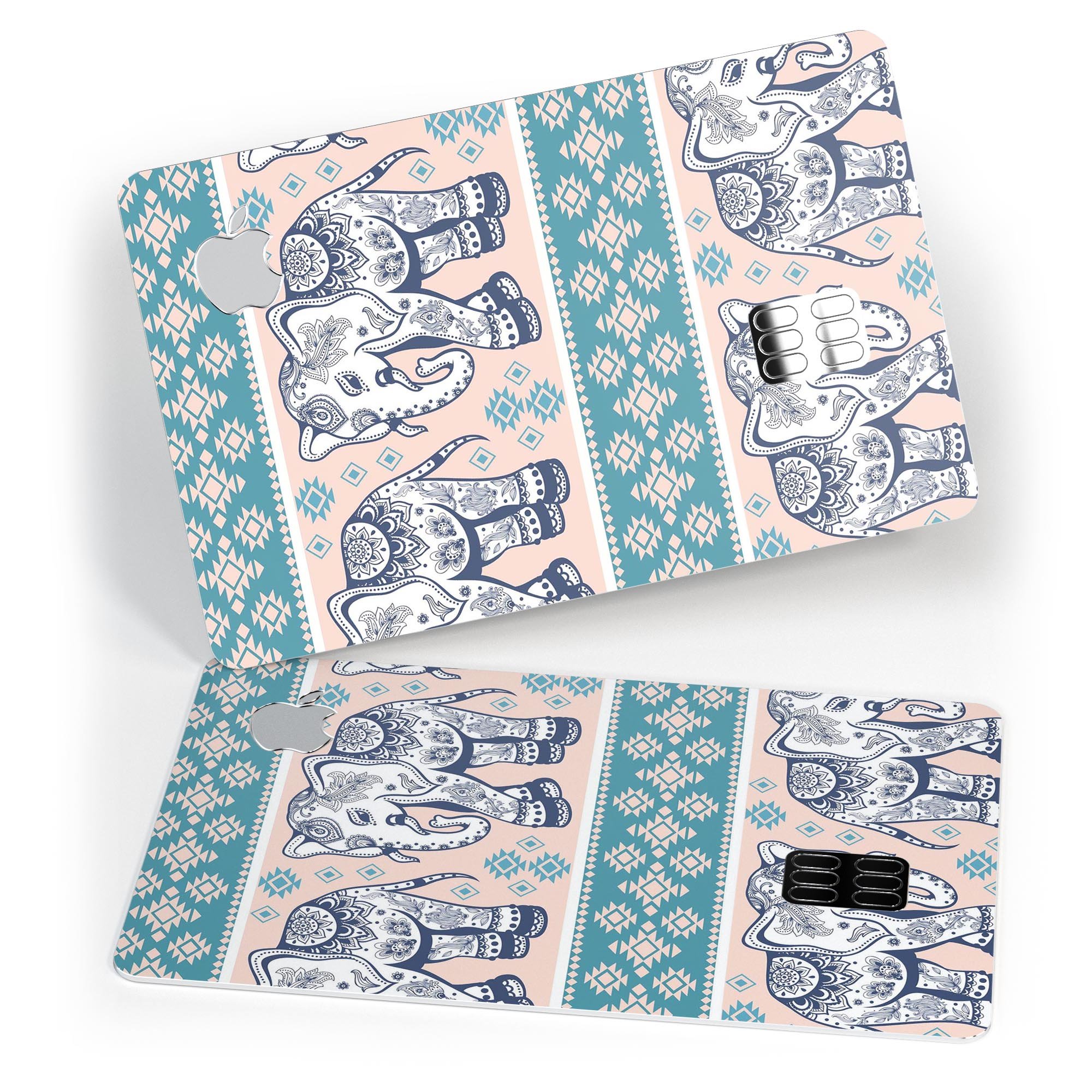 Walking Sacred Elephant Pattern V2 decal skin for Apple Card, showcasing vibrant colors and intricate design.