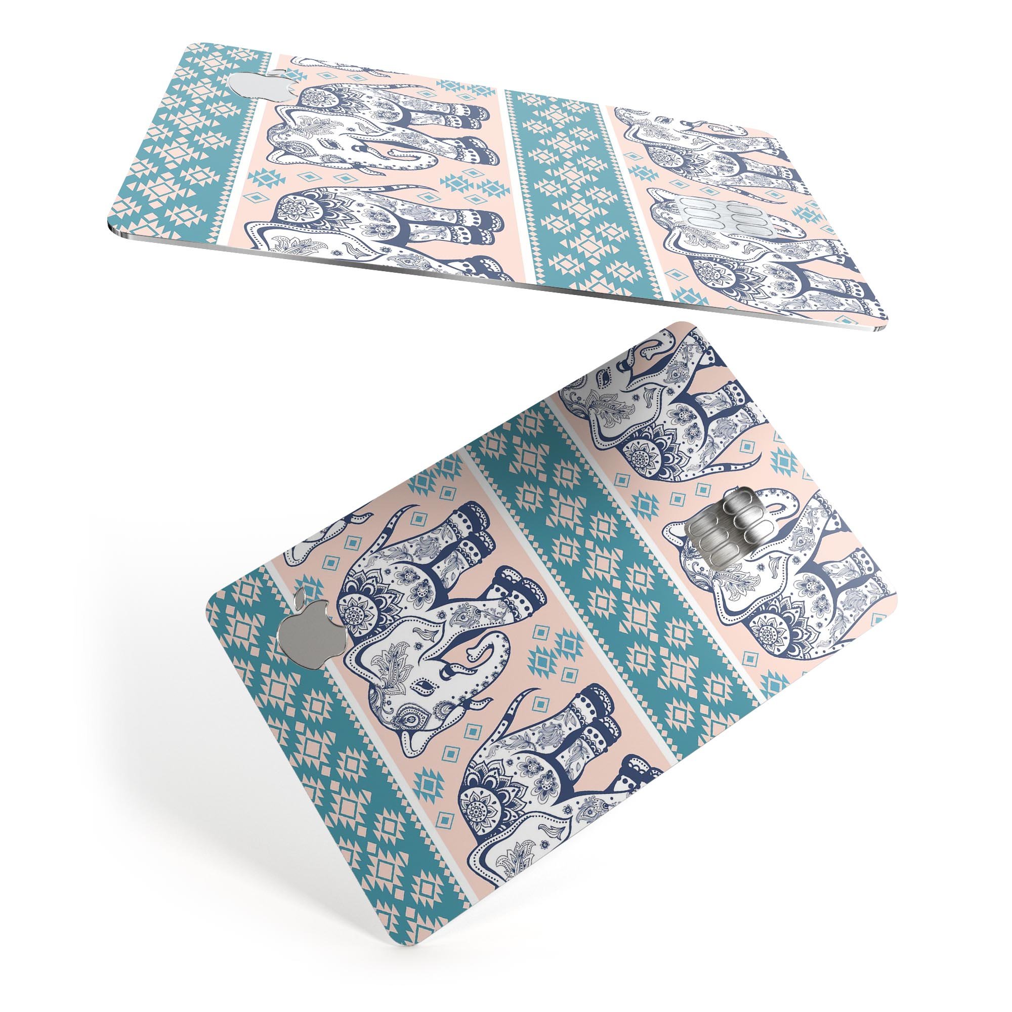 Walking Sacred Elephant Pattern V2 decal skin for Apple Card, showcasing vibrant colors and intricate design.