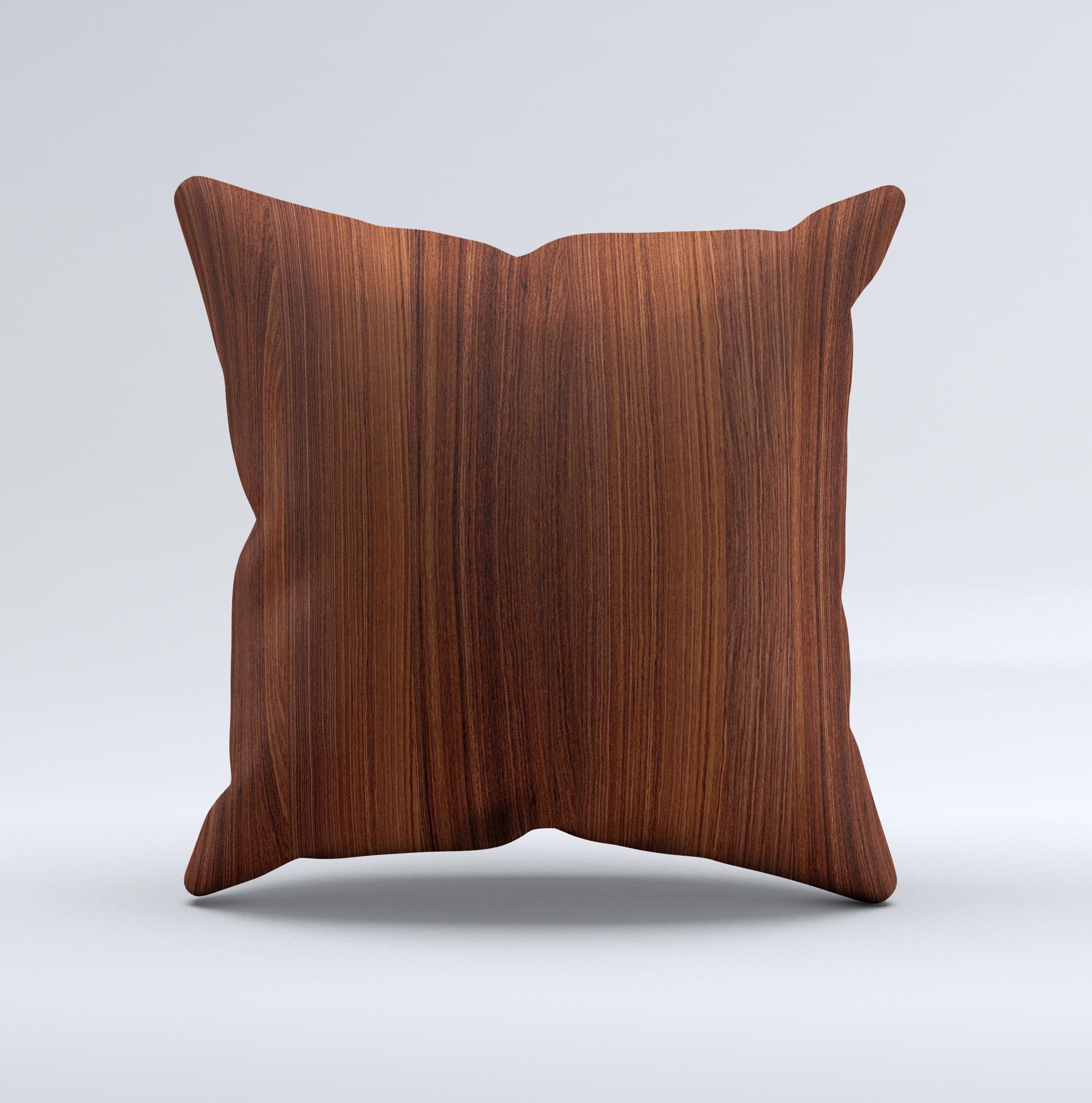 Walnut WoodGrain V3 Ink-Fuzed Decorative Throw Pillow showcasing unique wood grain design and high-quality fabric.