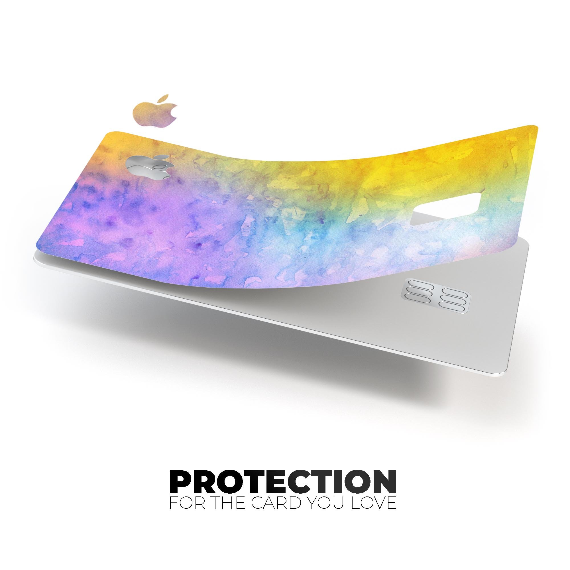 Washed 42083 Absorbed Watercolor Texture decal on an Apple Card, showcasing its premium design and protective features.