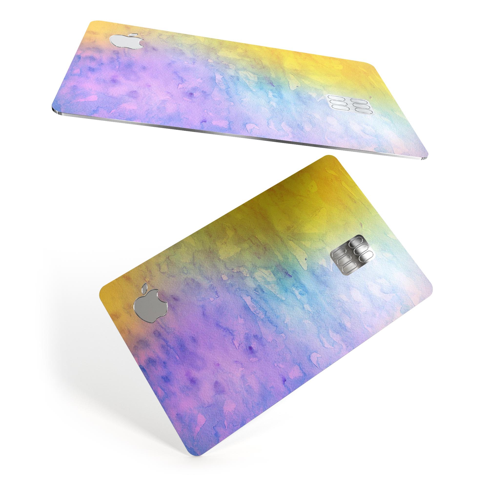 Washed 42083 Absorbed Watercolor Texture decal on an Apple Card, showcasing its premium design and protective features.