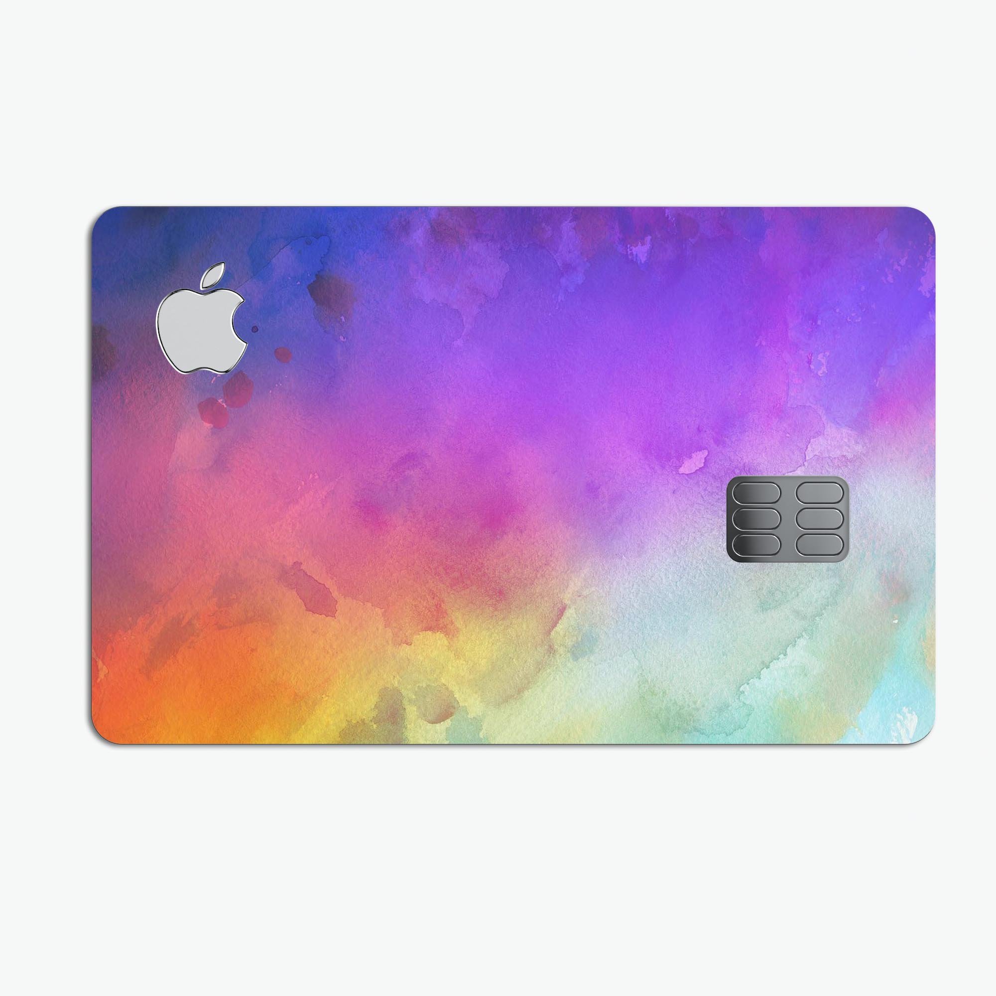 Washed 42321 Absorbed Watercolor Texture decal for Apple Card, showcasing vibrant colors and a protective design.