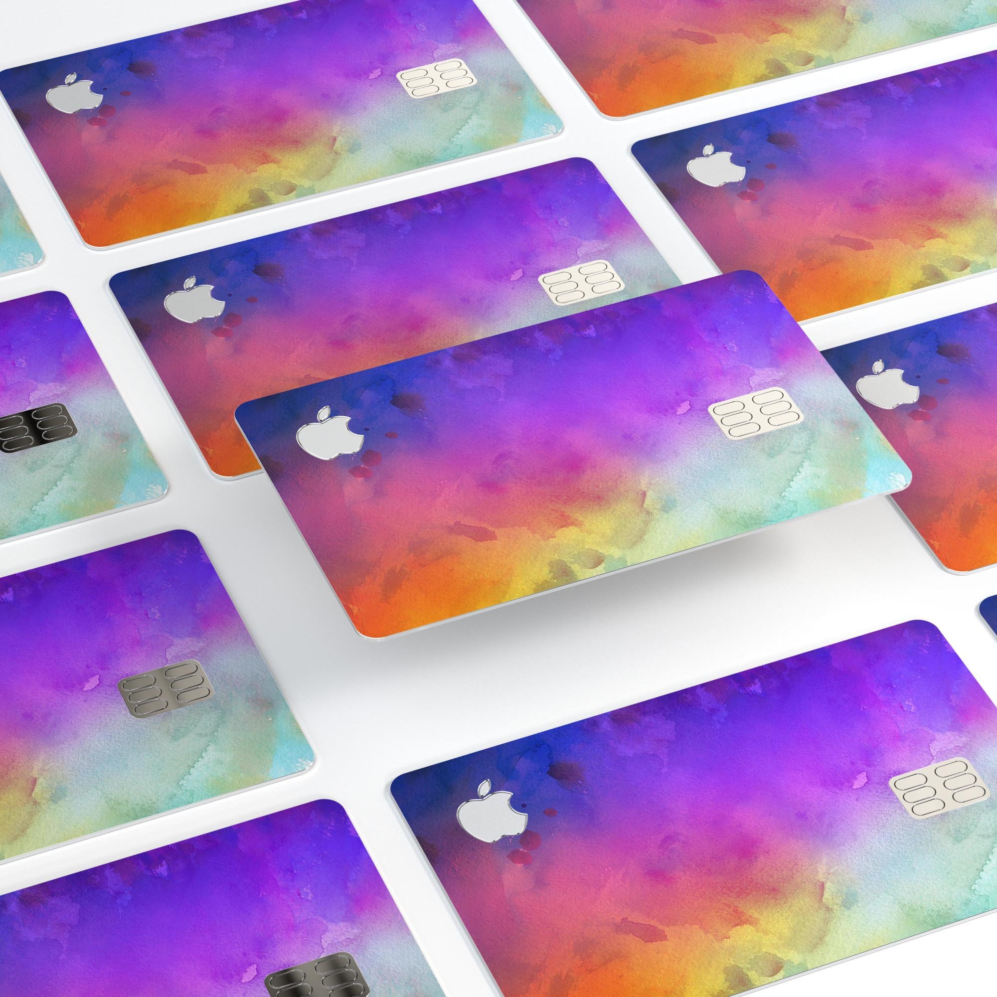 Washed 42321 Absorbed Watercolor Texture decal for Apple Card, showcasing vibrant colors and a protective design.