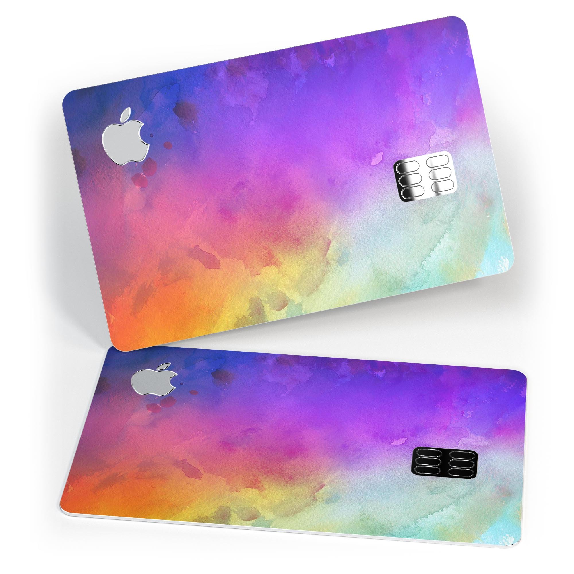 Washed 42321 Absorbed Watercolor Texture decal for Apple Card, showcasing vibrant colors and a protective design.