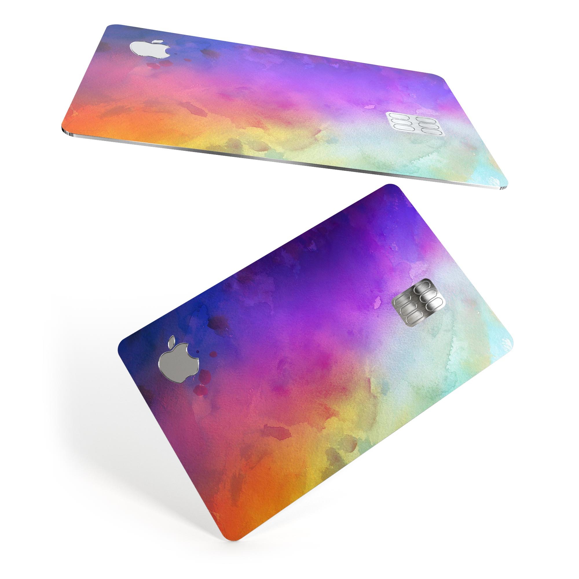 Washed 42321 Absorbed Watercolor Texture decal for Apple Card, showcasing vibrant colors and a protective design.