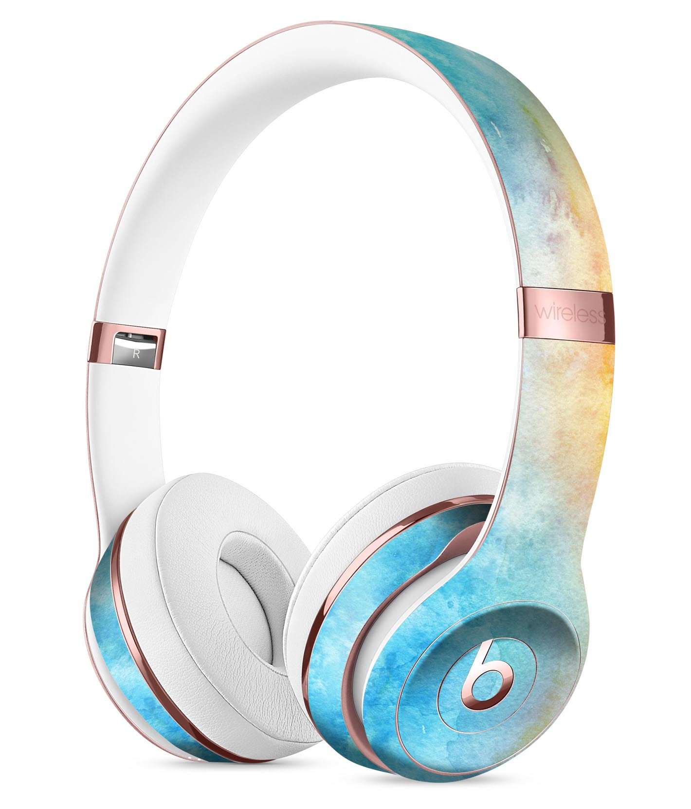Washed Ocean 42 Watercolor Texture Skin Kit for Beats by Dre Solo 3 Wireless Headphones, showcasing vibrant colors and premium vinyl material.