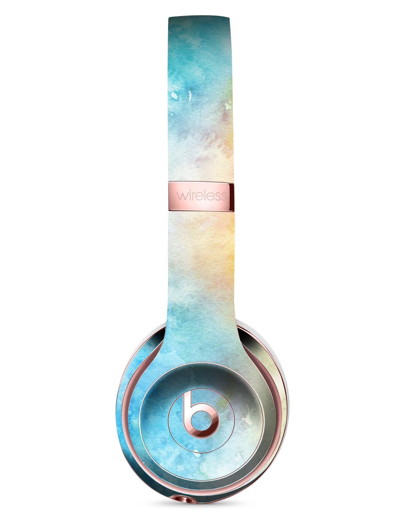Washed Ocean 42 Watercolor Texture Skin Kit for Beats by Dre Solo 3 Wireless Headphones, showcasing vibrant colors and premium vinyl material.