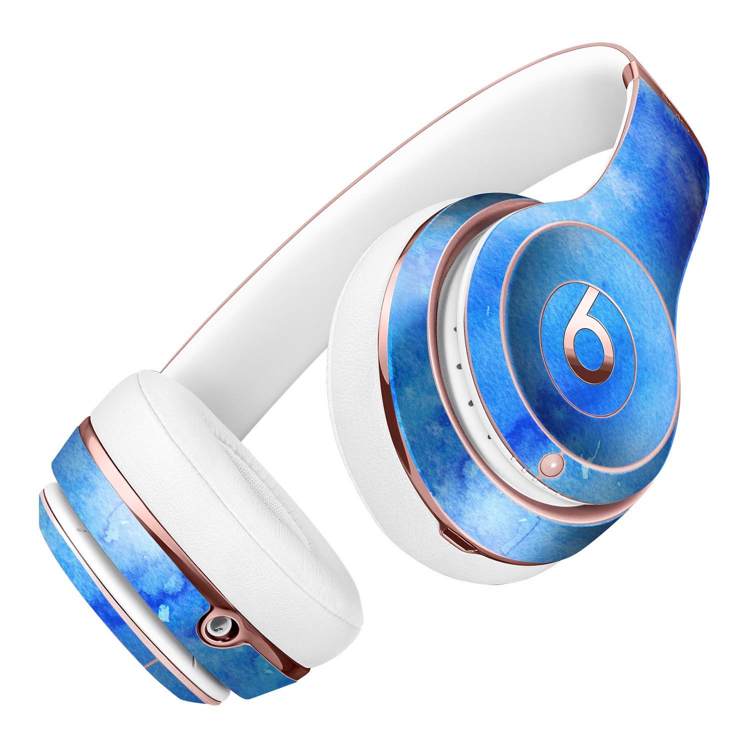 Washed Ocean Blue 402 Watercolor Texture Skin Kit for Beats by Dre Solo 3 Wireless Headphones, showcasing vibrant colors and precise cut.